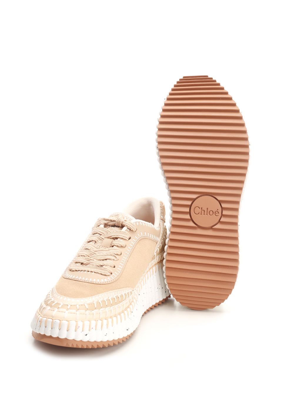 Shop Chloé Nama Sneakers In Beige