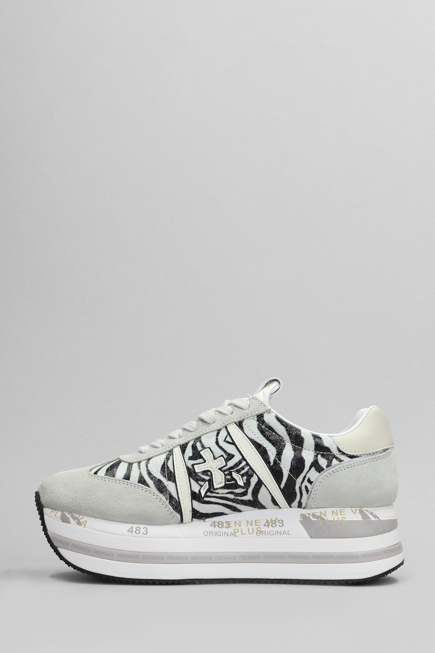 Shop Premiata Beth Sneakers In White Suede And Fabric