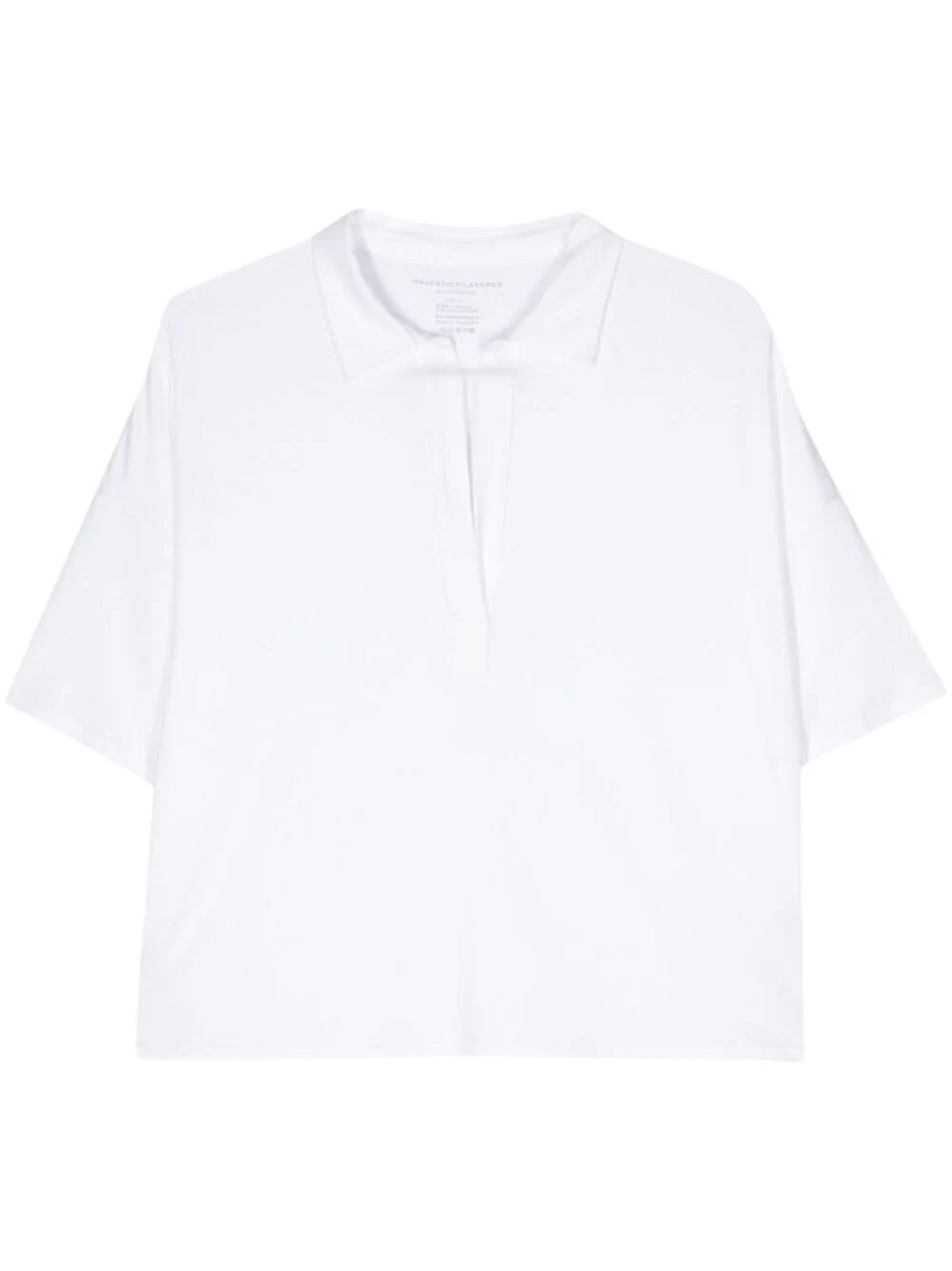 Shop Majestic Short Sleeve Polo In Blanc