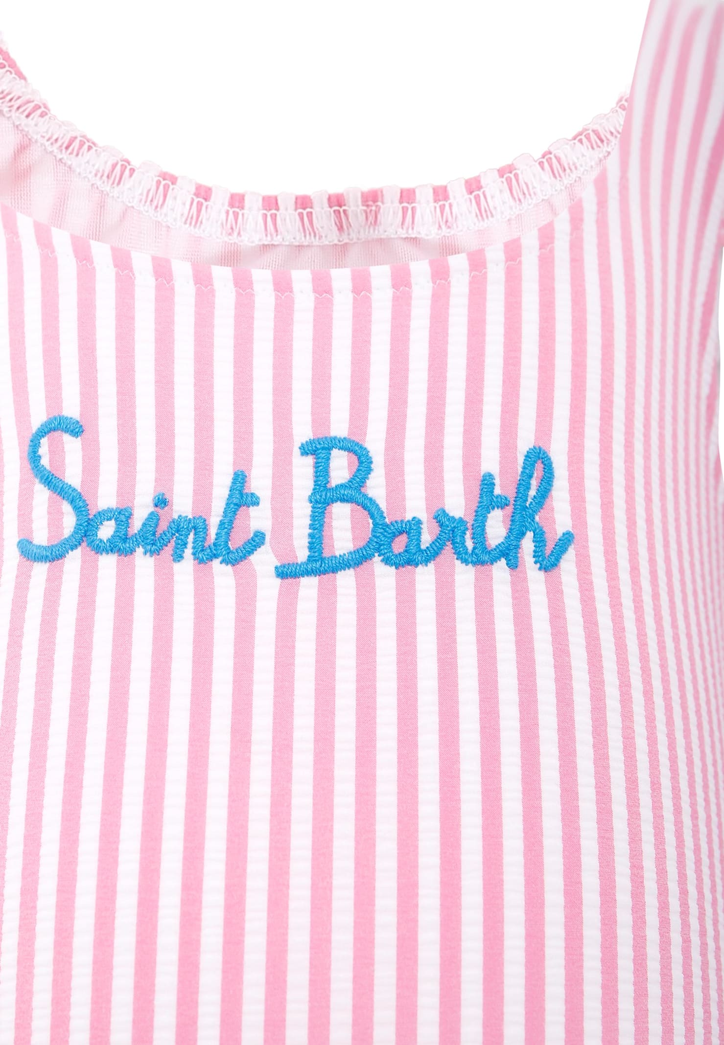 Mc2 Saint Barth Pink Swimsuit For Girl With Logo In Pink