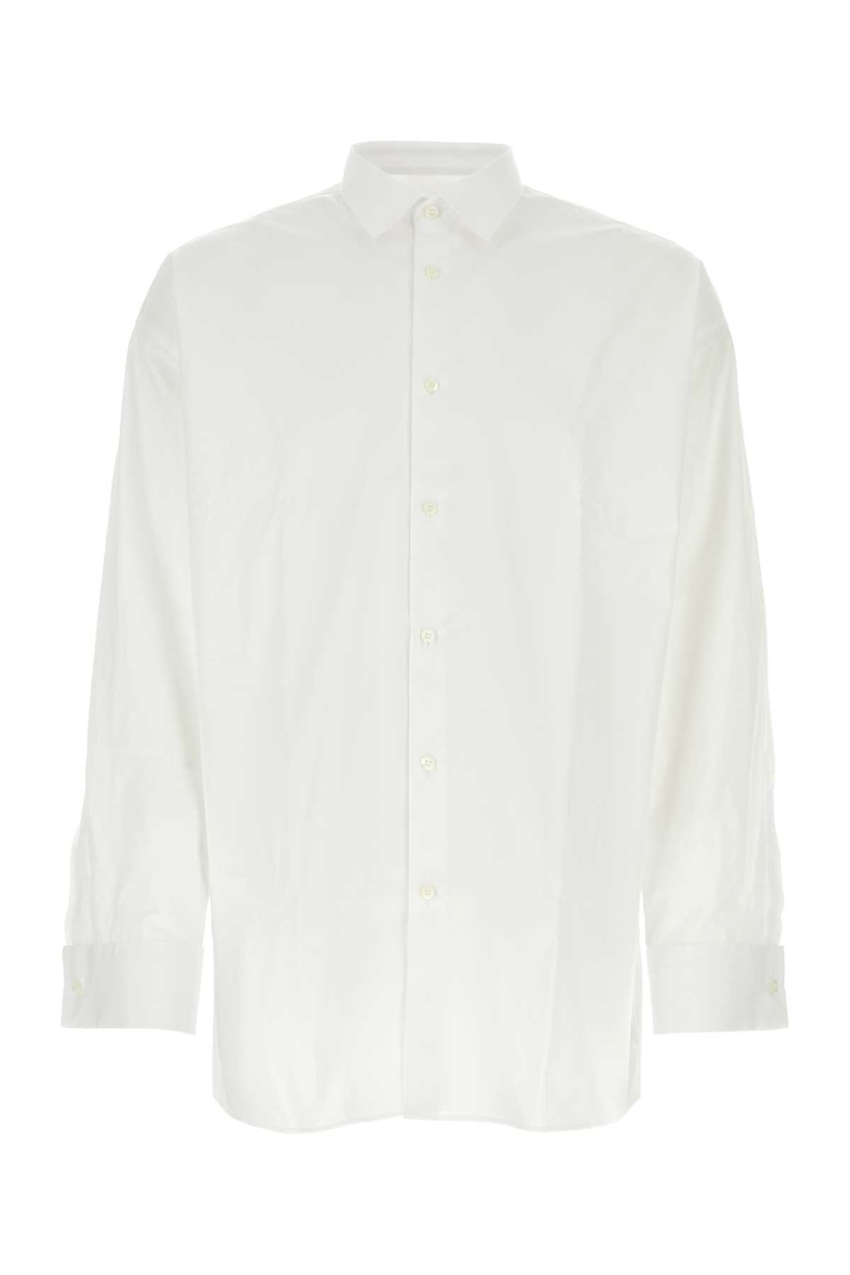 Shop Prada White Poplin Shirt In Bianco