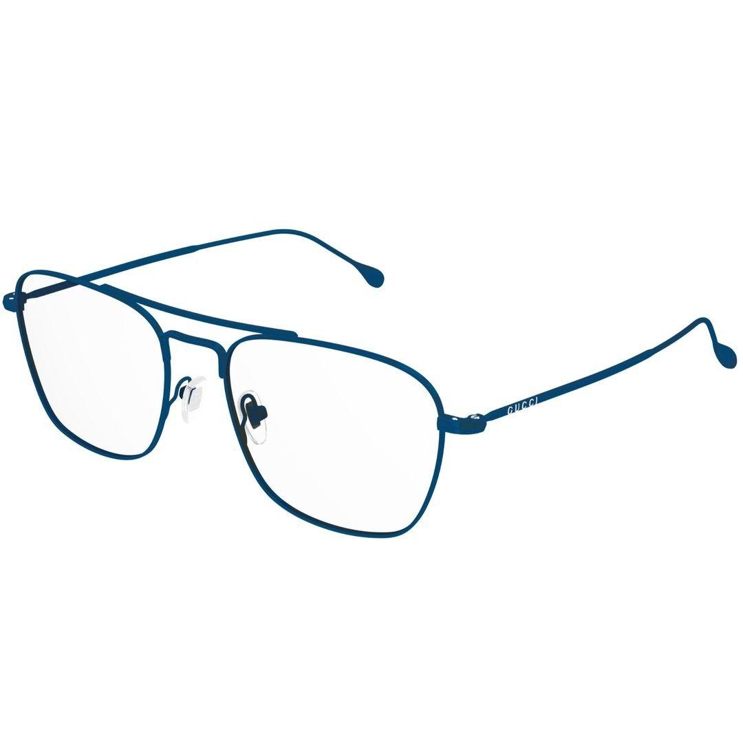 Shop Gucci Rectangle Frame Glasses In 001 Blue Blue Transparent