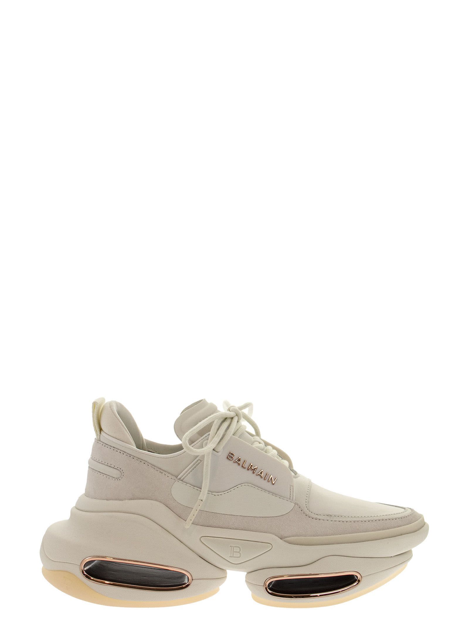 Balmain B-bold Leather And Suede Sneakers