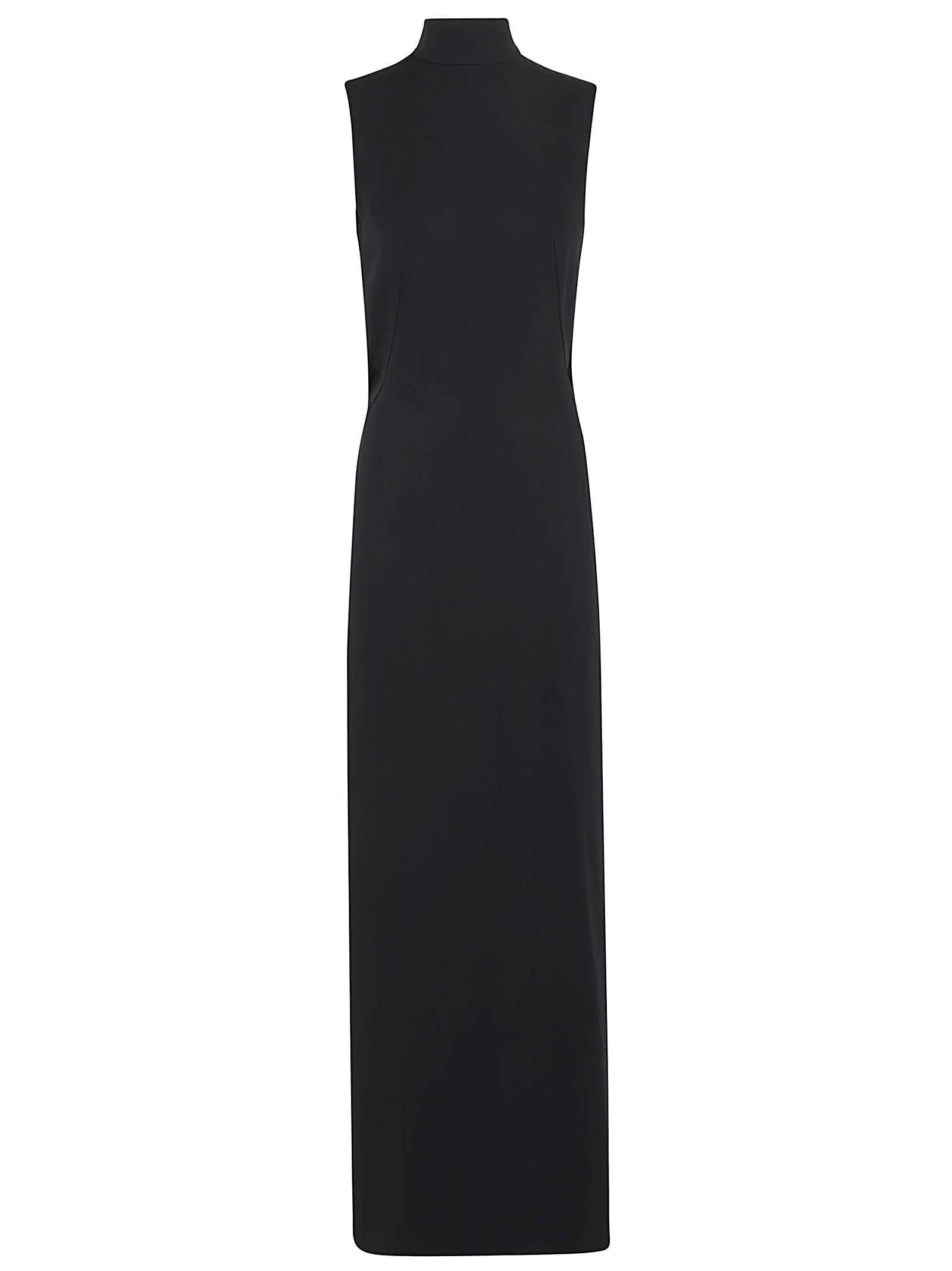 Shop Alberta Ferretti Cady Viscosa Stretch Long Dress In Nero