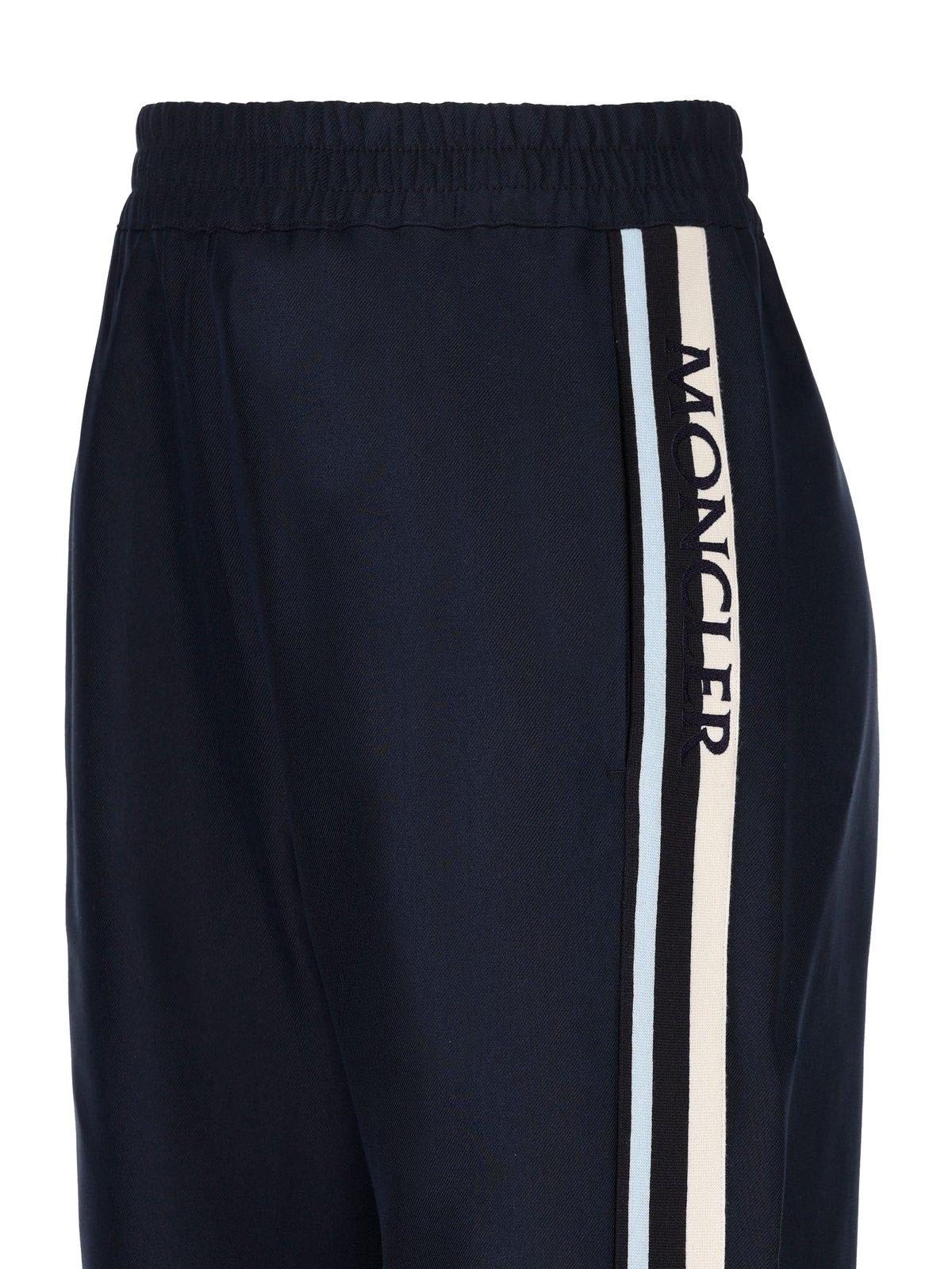 Shop Moncler Logo Embroidered Straight Leg Sweatpants