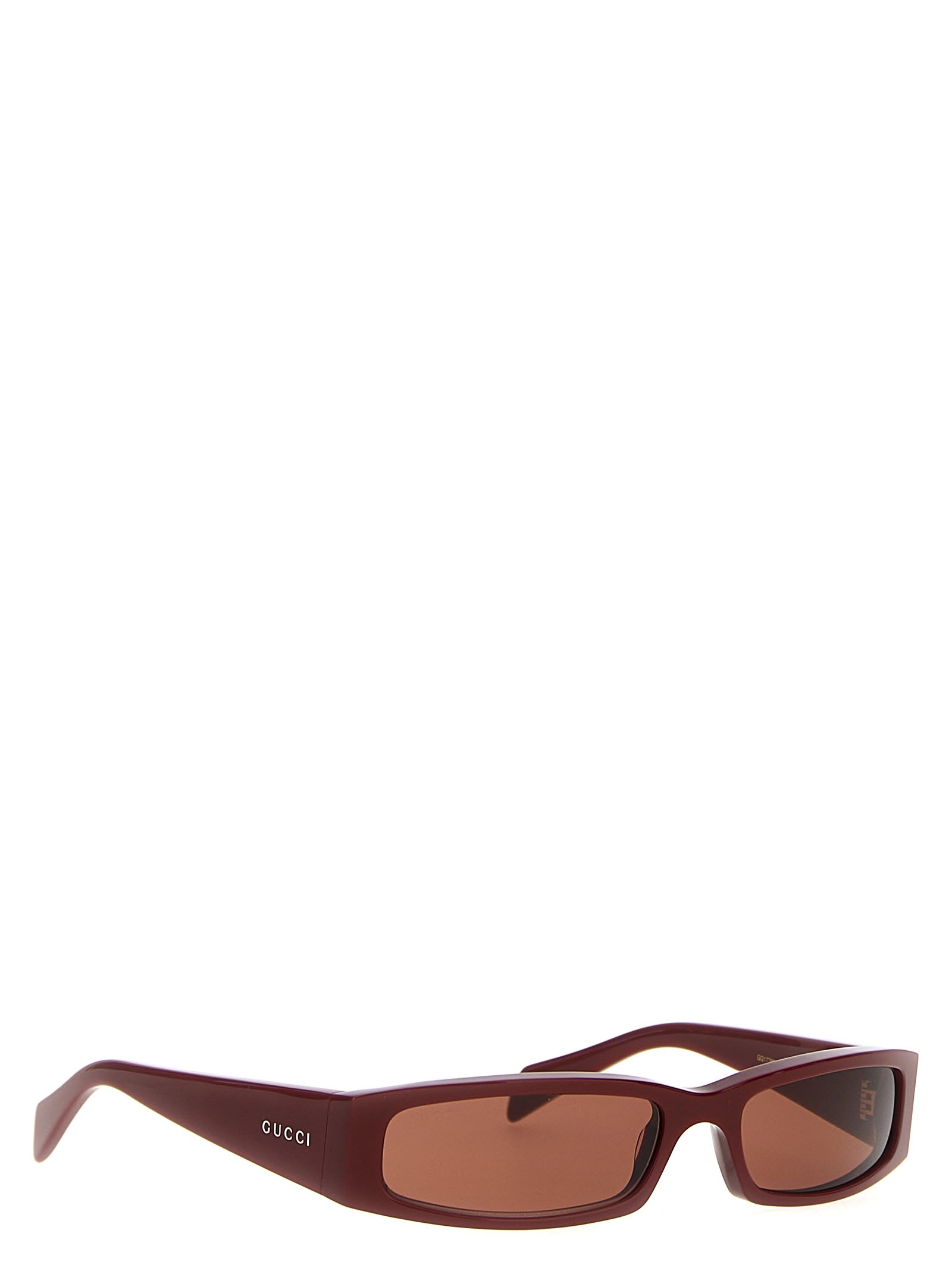 Shop Gucci Rectangular Sunglasses In Bordeaux