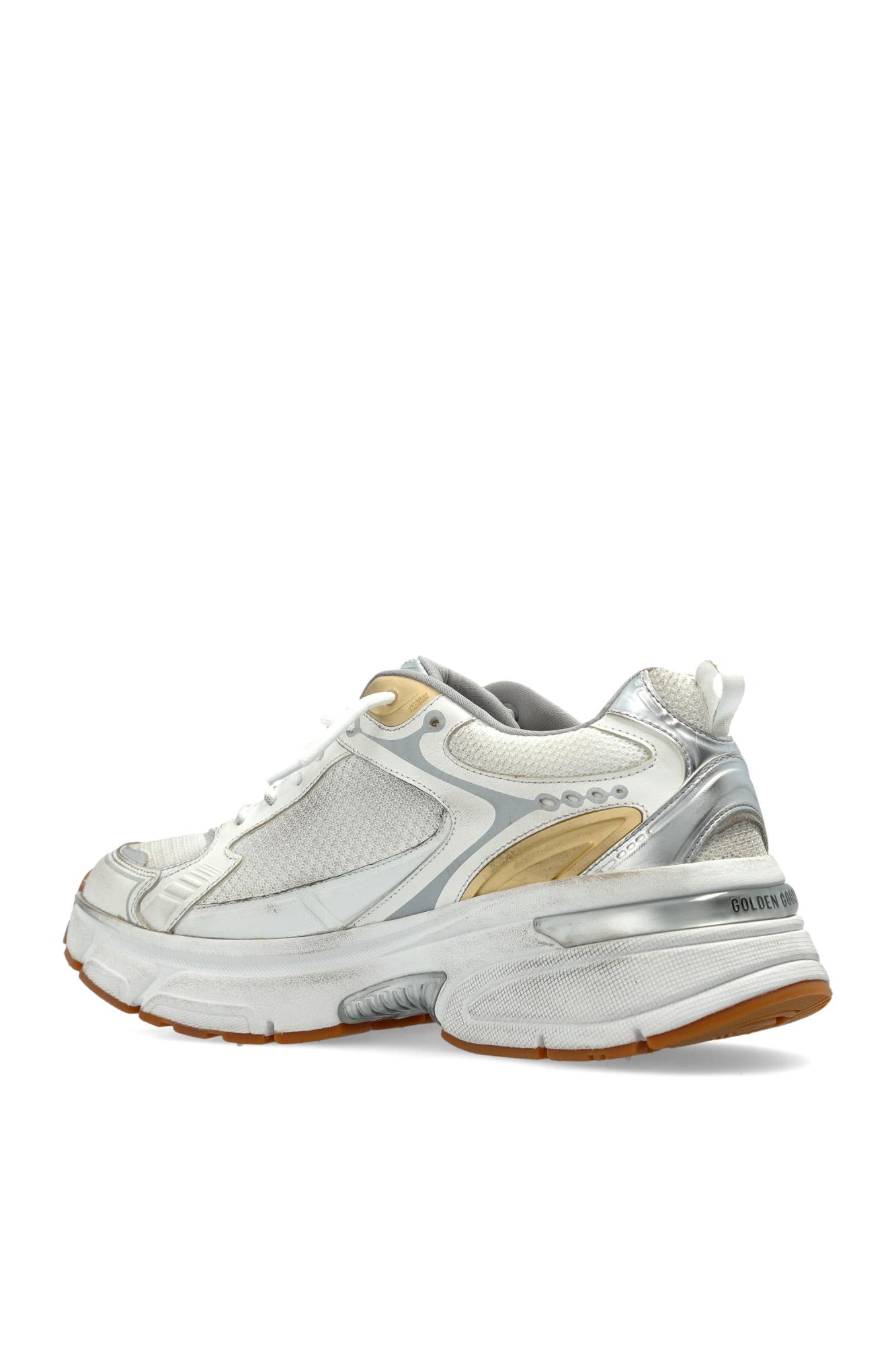 Golden Goose Lightstar White Low Top Sneakers With Logo Patch On The Tongue And Logo Lettering On The Heel In Lea In White Gold