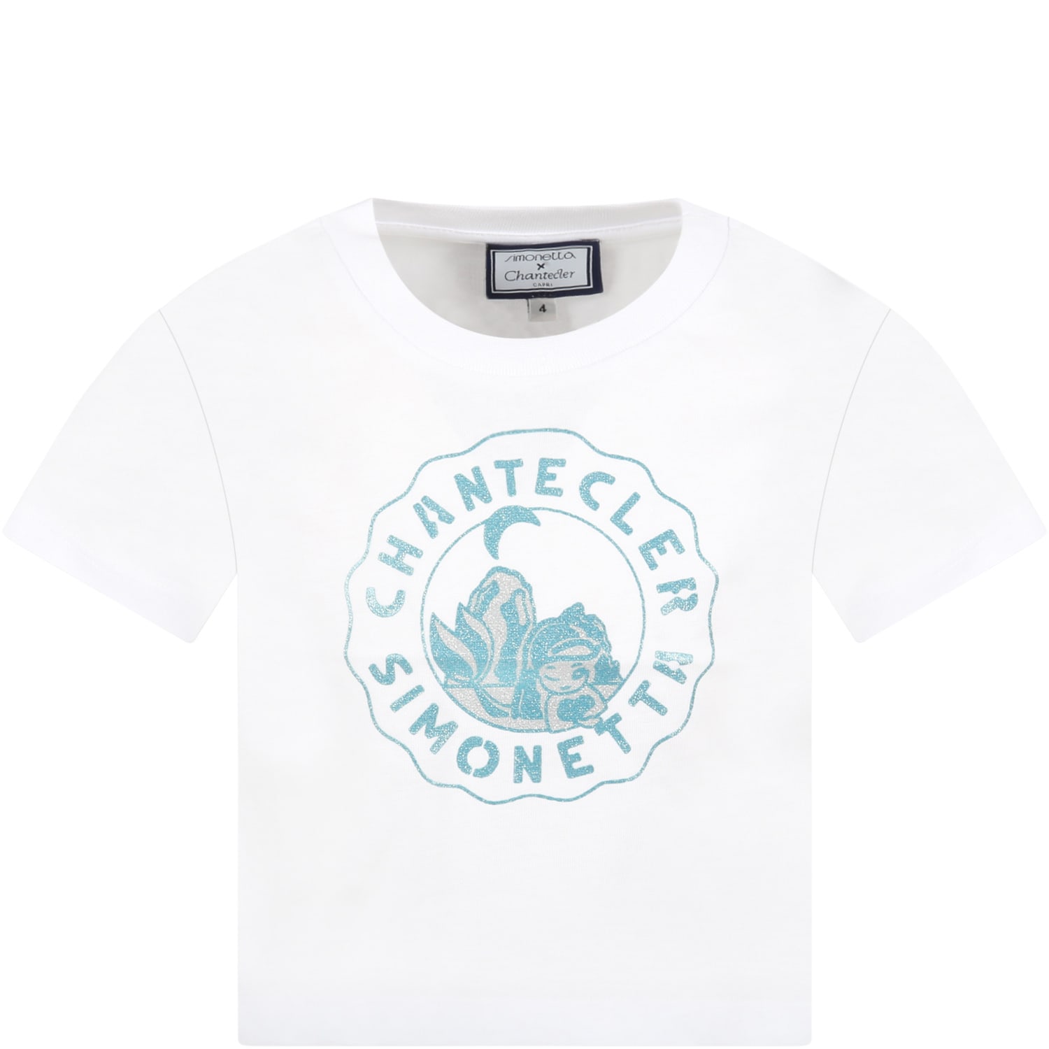 Simonetta White T-shirt For Girl With Logo