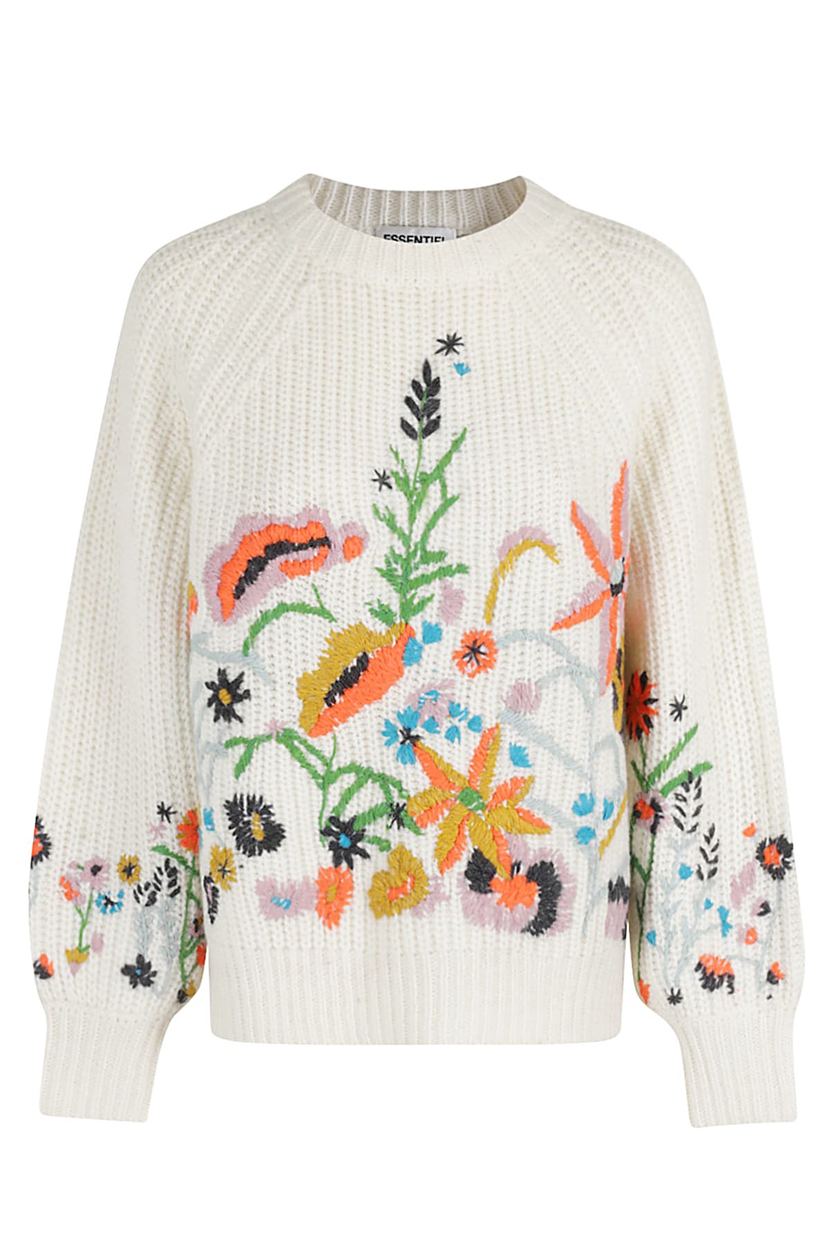 Shop Essentiel Antwerp Glossy Embroidered Knit Pull In Off White