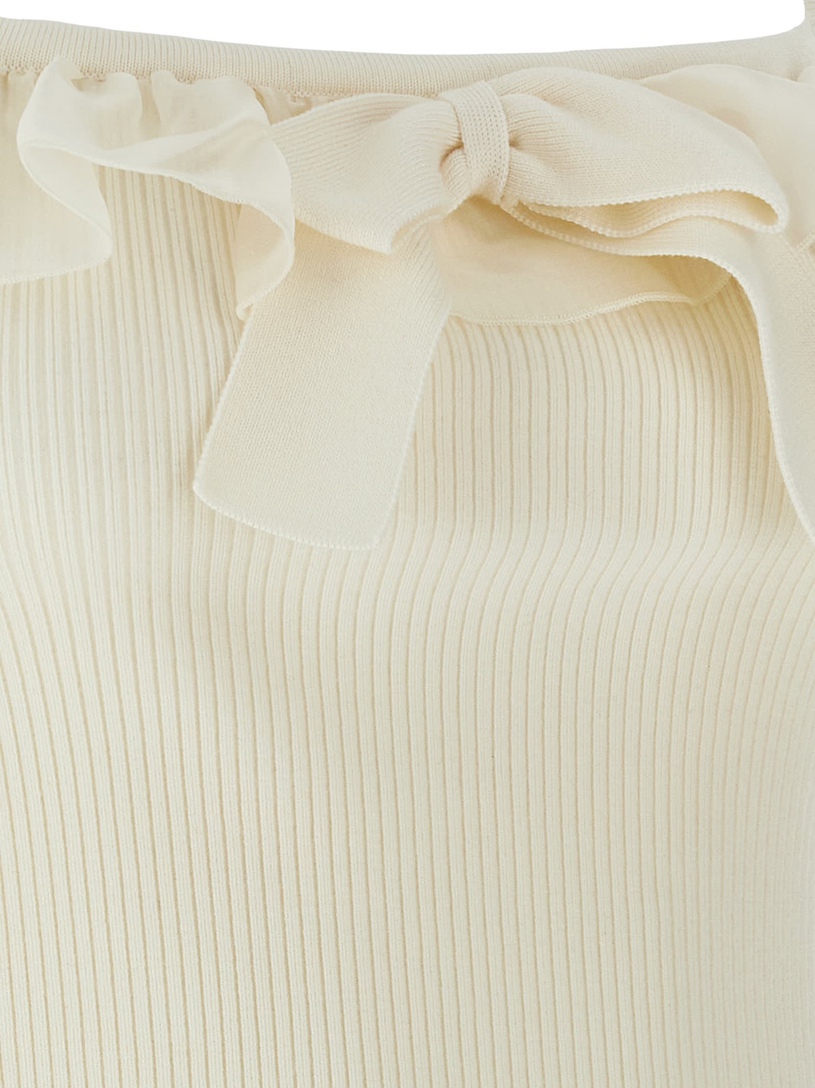 Alessandra Rich Ruffle Top Tops White In White