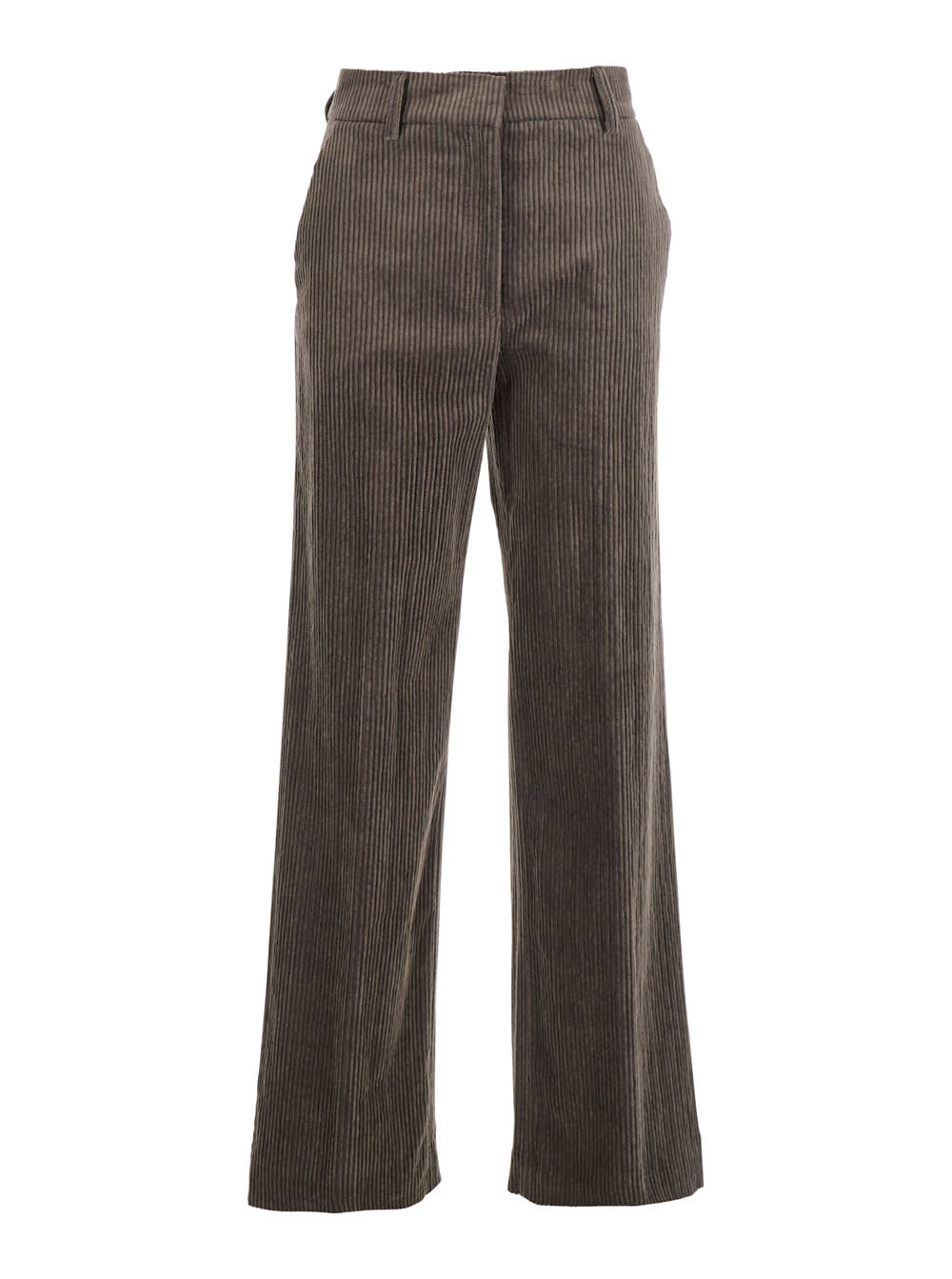 Antonelli Brown Trousers With Belt Loops In Velvet Woman In Brown