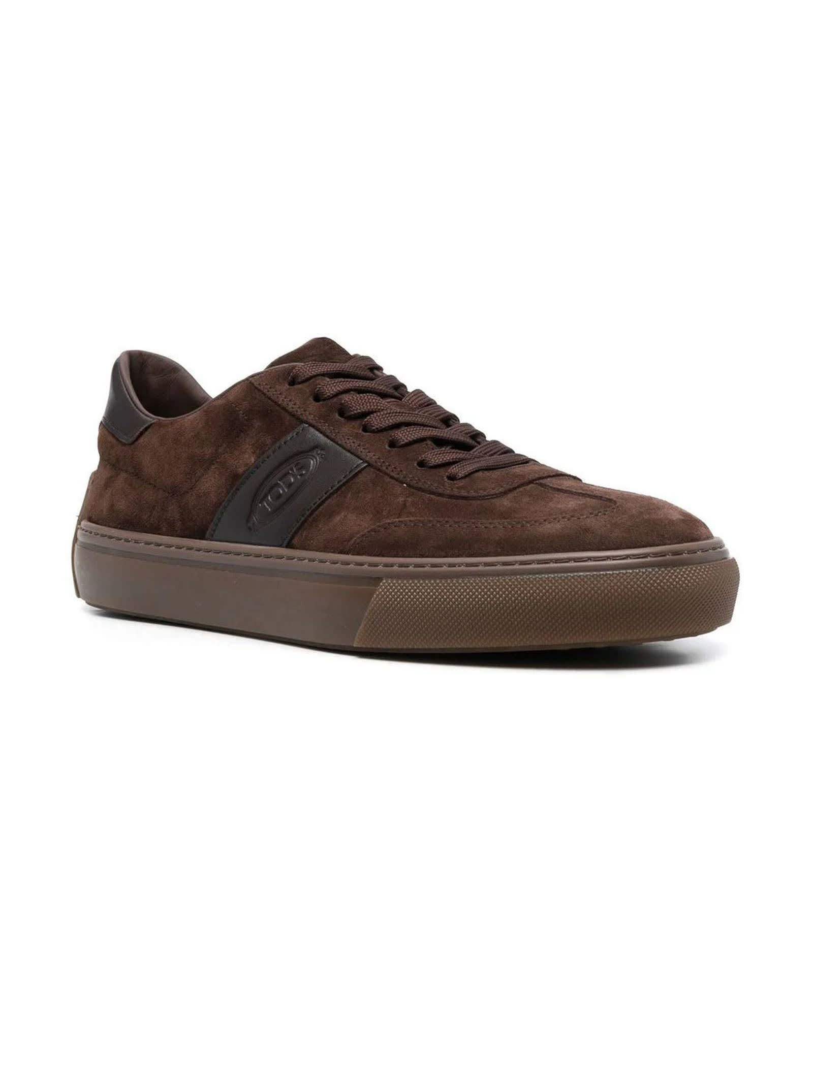 Shop Tod's Brown Sneakers In Suede