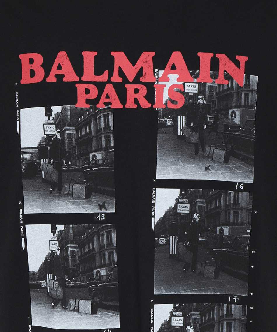 Shop Balmain Logo Cotton T-shirt In Black