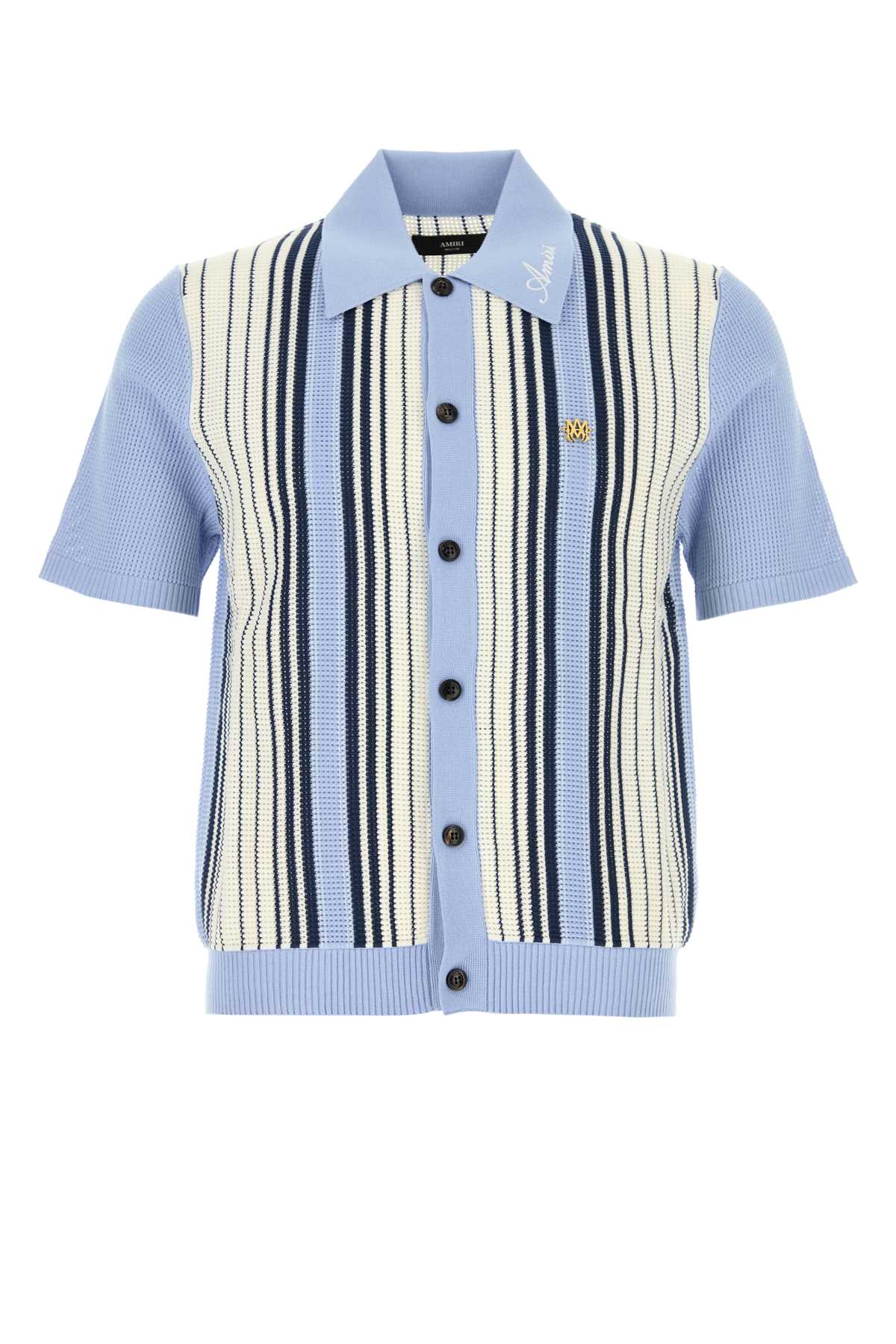 Amiri Script Stripe Viscose Shirt In Black