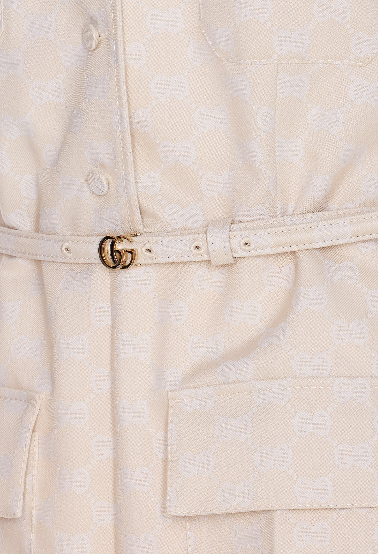 Gucci High Waist Belted Trousers With Patch Pockets In Beige