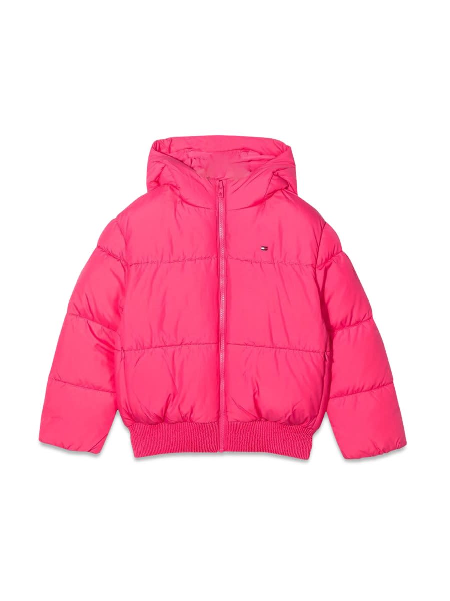 Tommy Hilfiger Hood Branded Puffer In Fuchsia