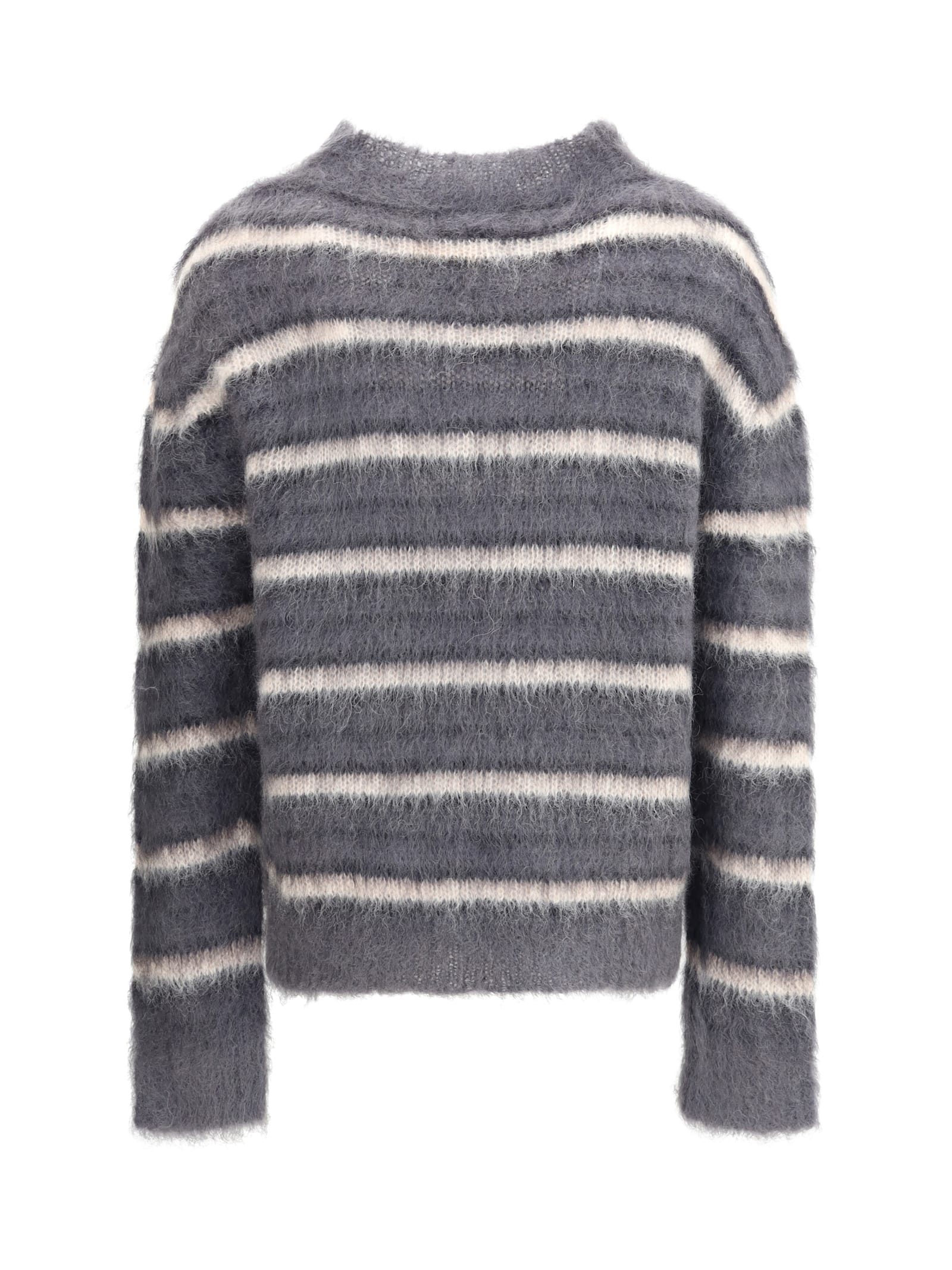 Marni Striped Wool Mohair Sweater In White