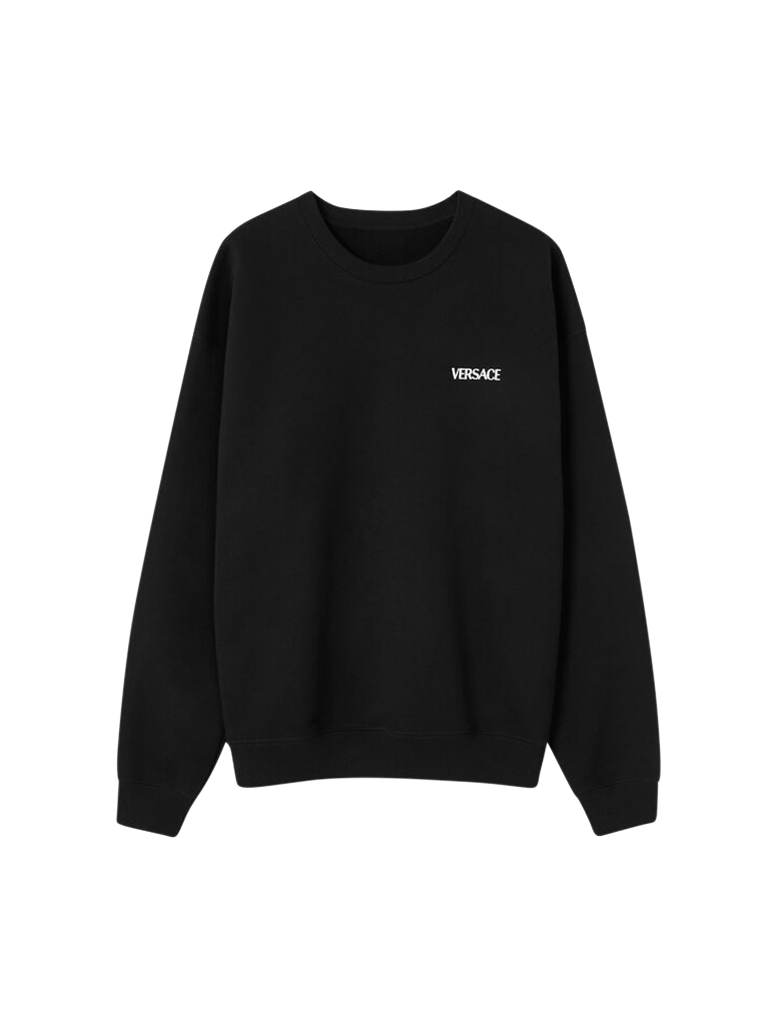 Versace Graphic Print Oversize Cotton Sweatshirt In Black Print