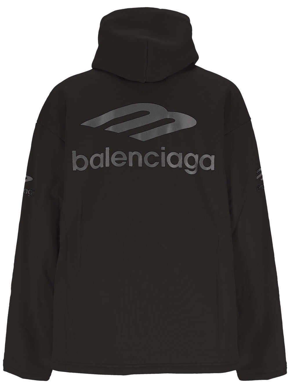 Shop Balenciaga 3b Sports Icon Water Repellent Hoodie In Black