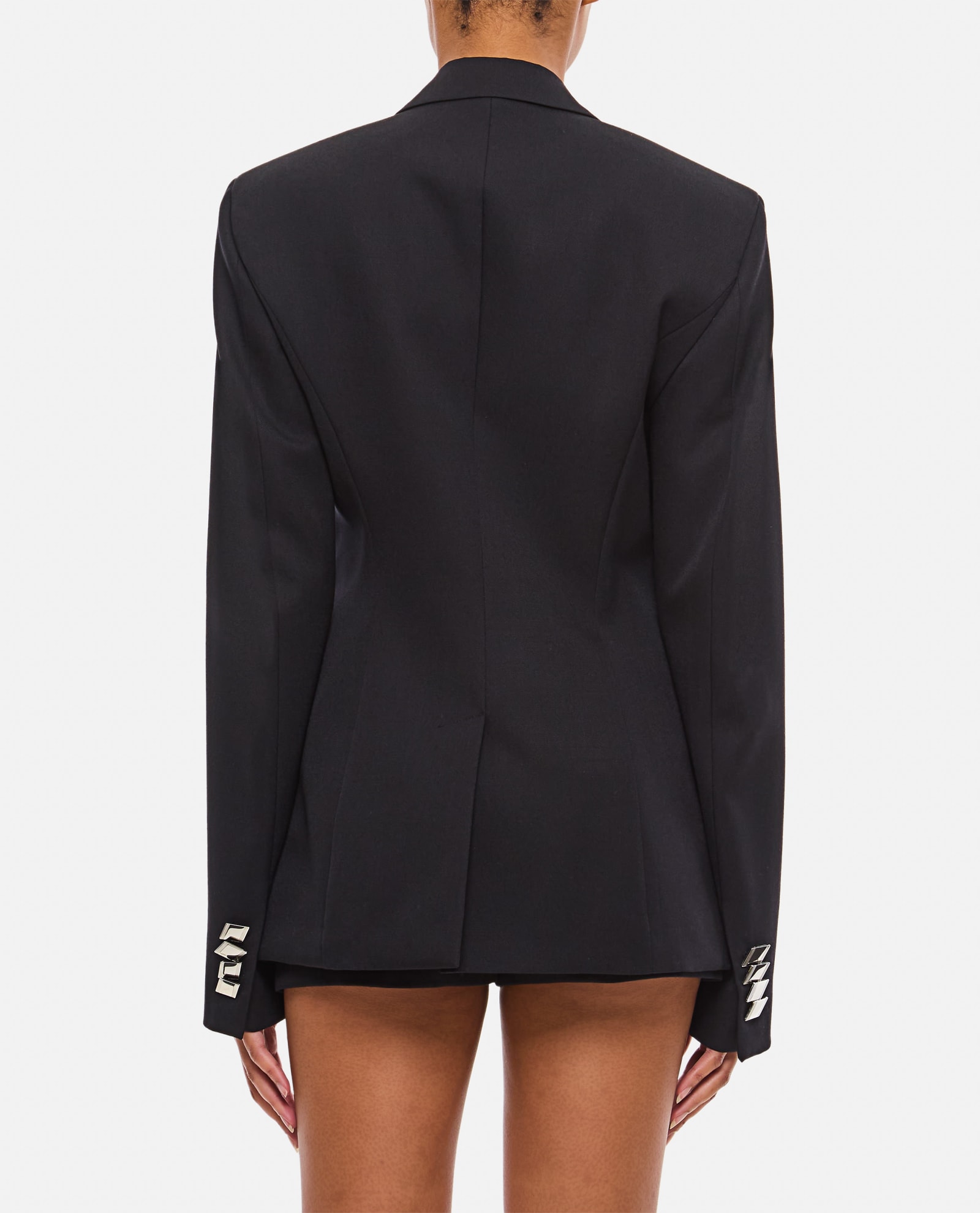 Shop Attico Wool Gabardine Blazer In Black