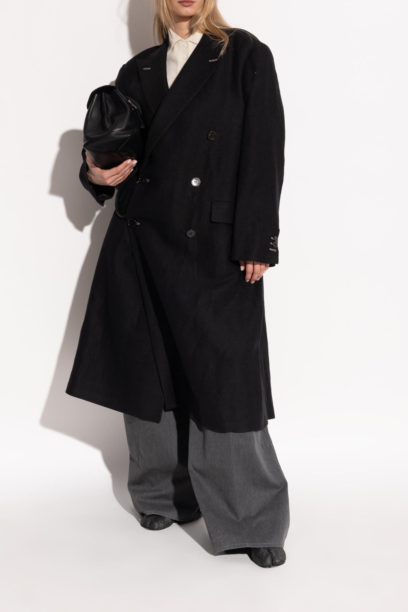 Maison Margiela Tabi Leather Ballerina Flats In Black