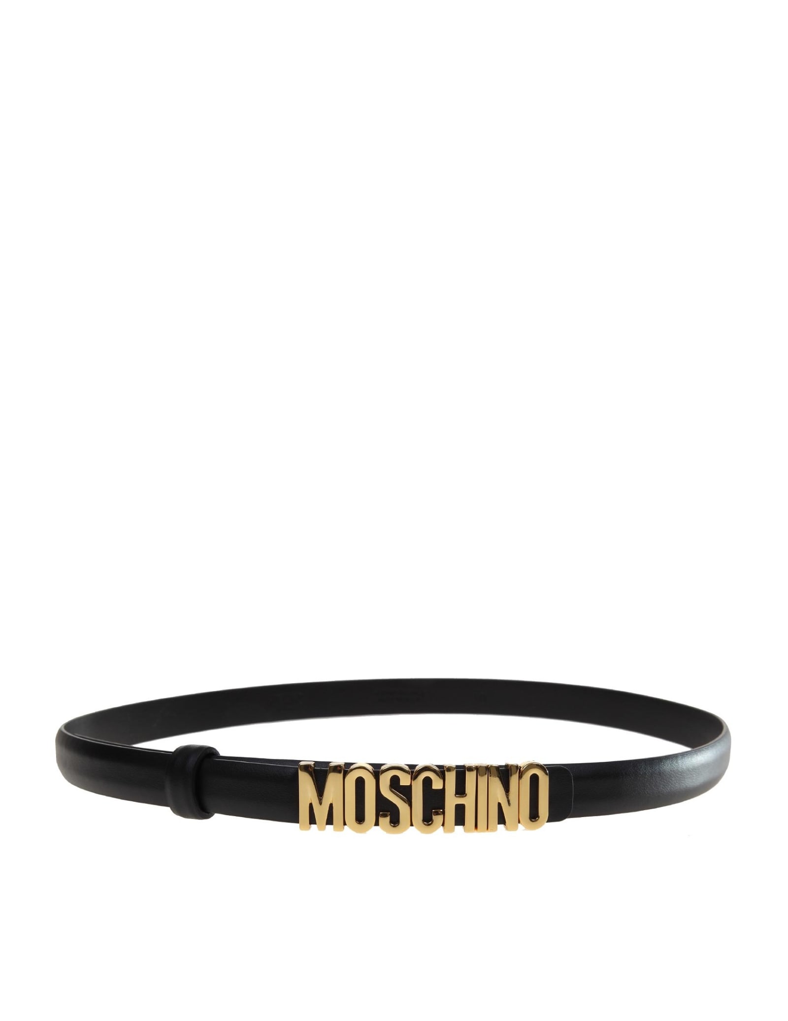 Moschino Belt With Gold Lettering Mini Logo
