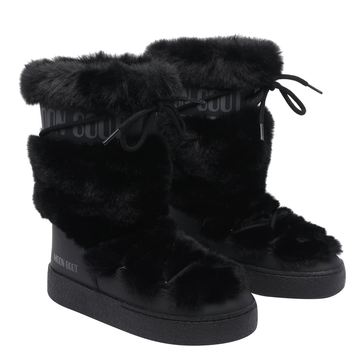 Moon Boot Ltrack High Faux Fur Boots In Black