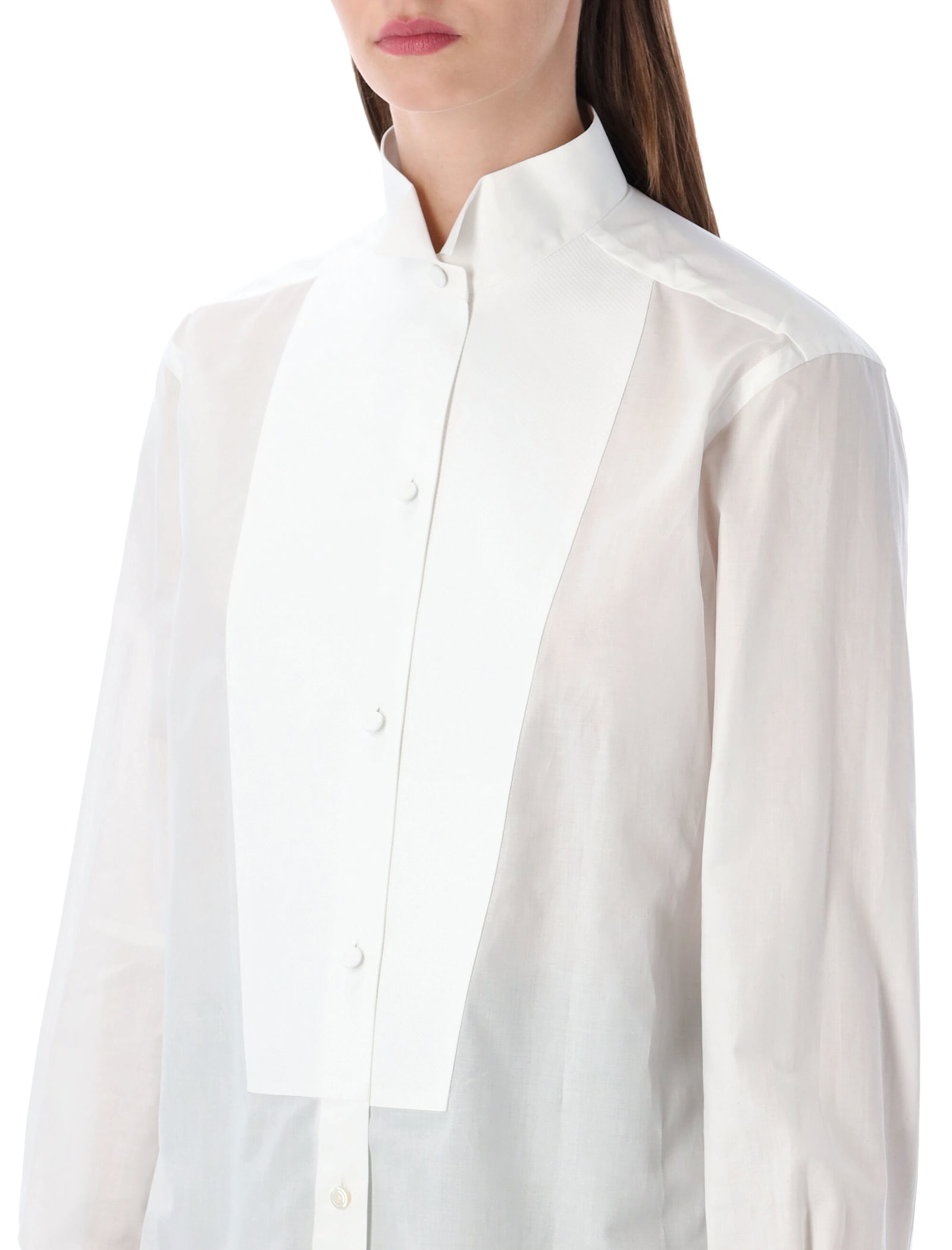 Tom Ford Tailored Black Smoking Shirt With Crisp Collar In White