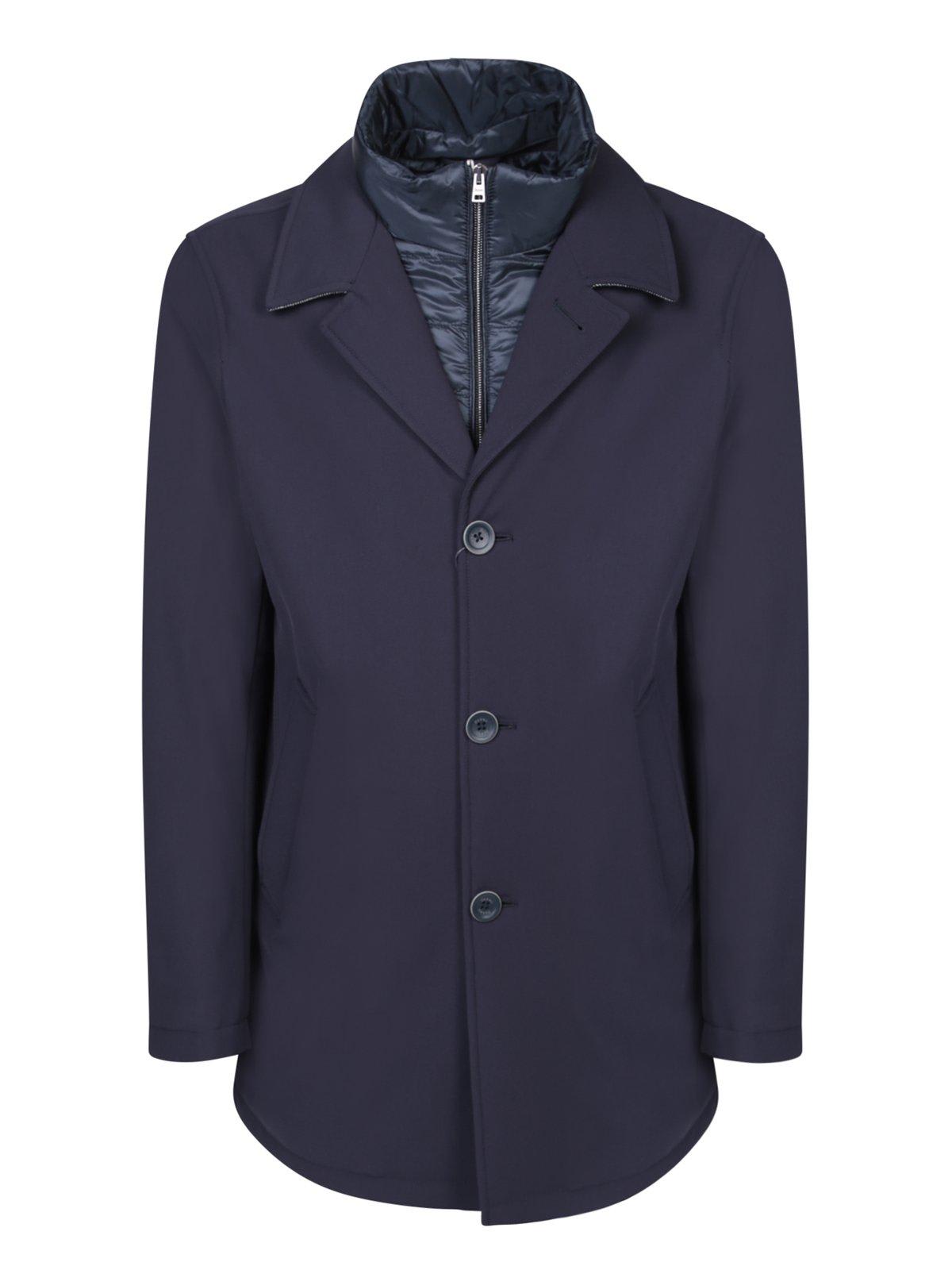 Shop Herno Double Layered High Neck Jacket Jacket In Blu