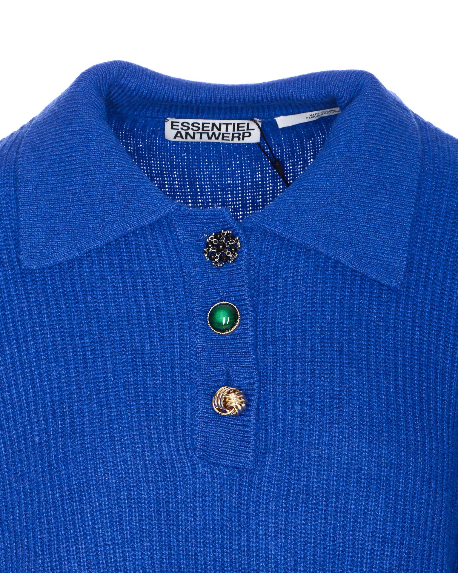 Essentiel Antwerp Imetal Jewel Button Polo In Blue