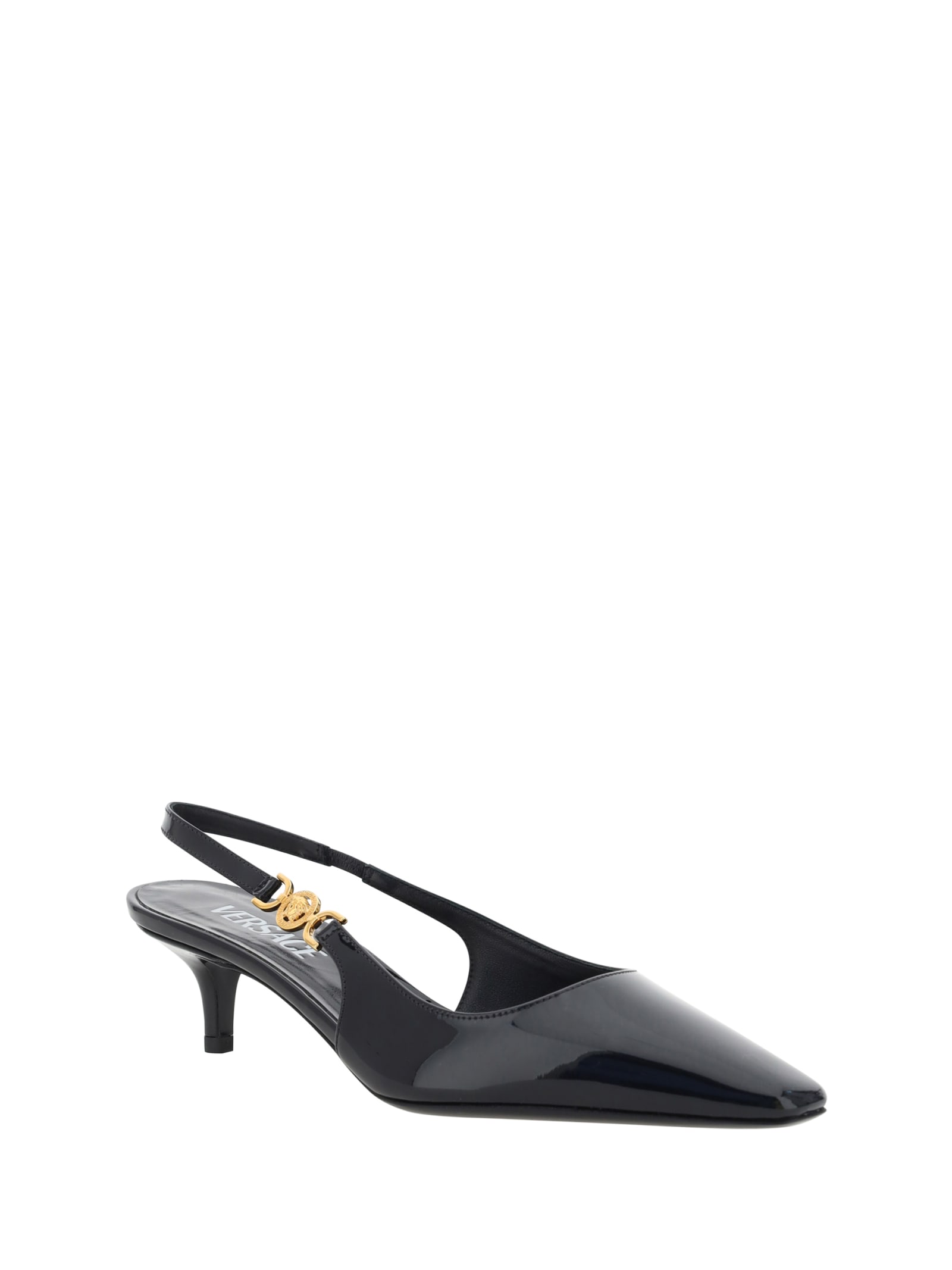 Shop Versace Pumps In Black- Gold