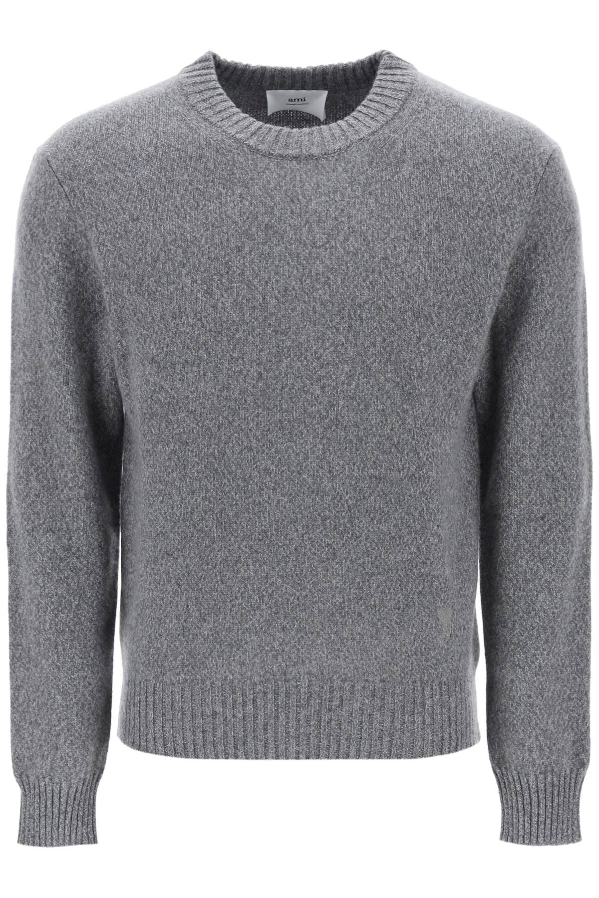 Shop Ami Alexandre Mattiussi Cashmere And Wool Sweater In Heather Grey (grey)