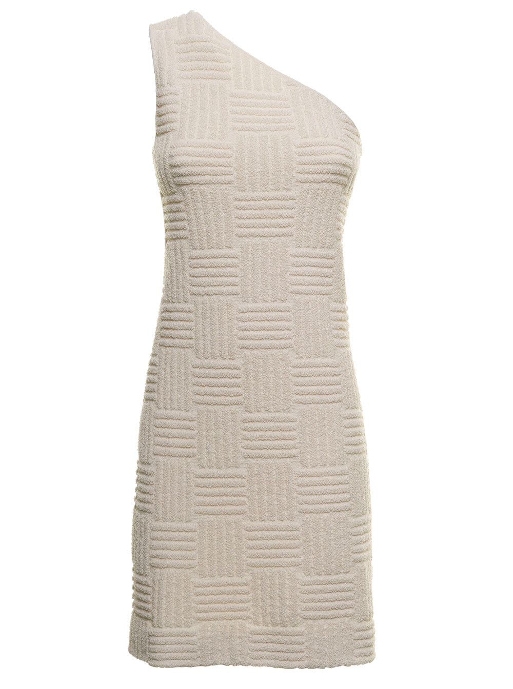 Bottega Veneta One Shoulder Jacquard Towel Cotton Dress
