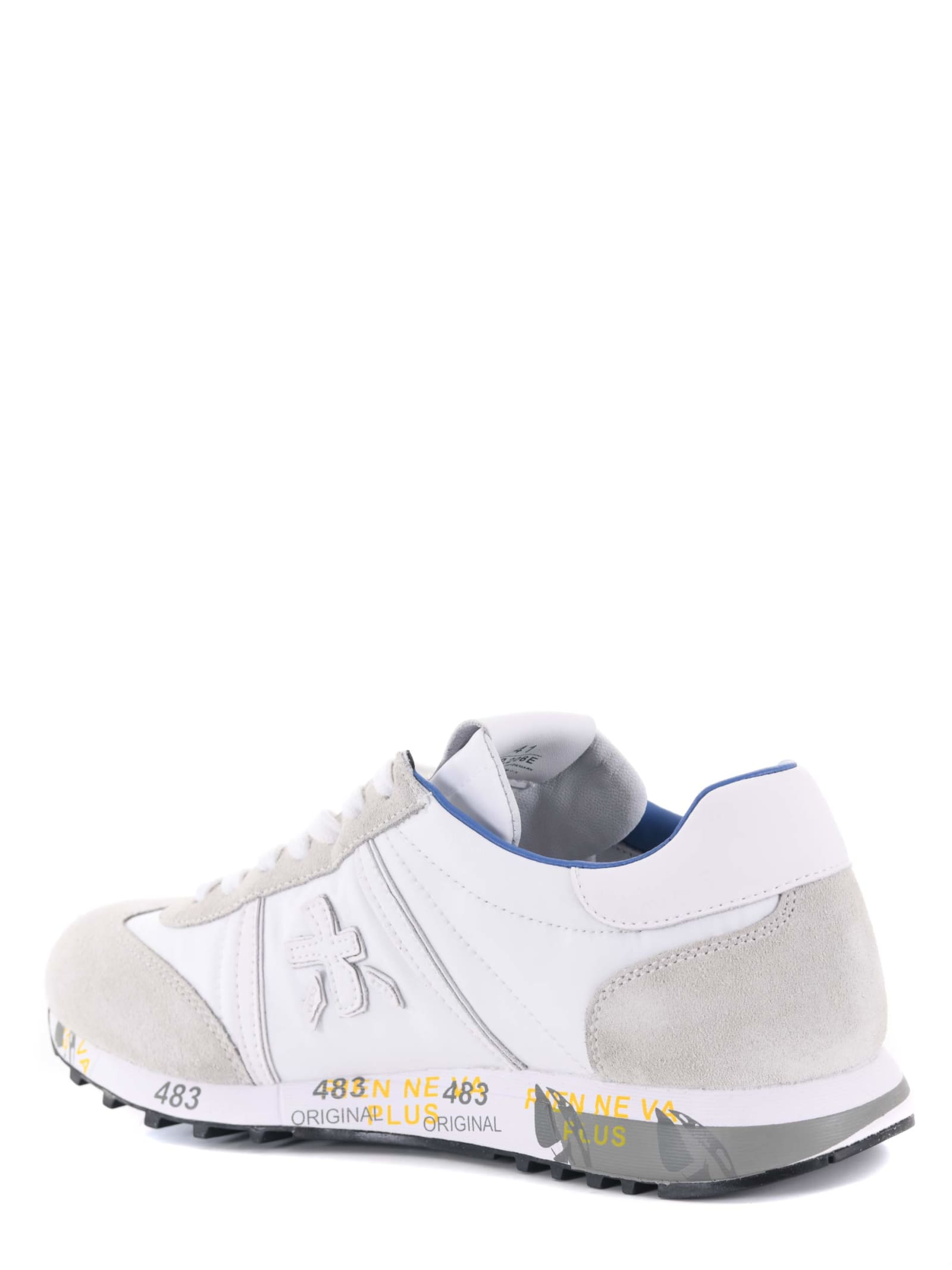 Shop Premiata Sneakers In Suede And Nylon. In Ghiaccio/bianco