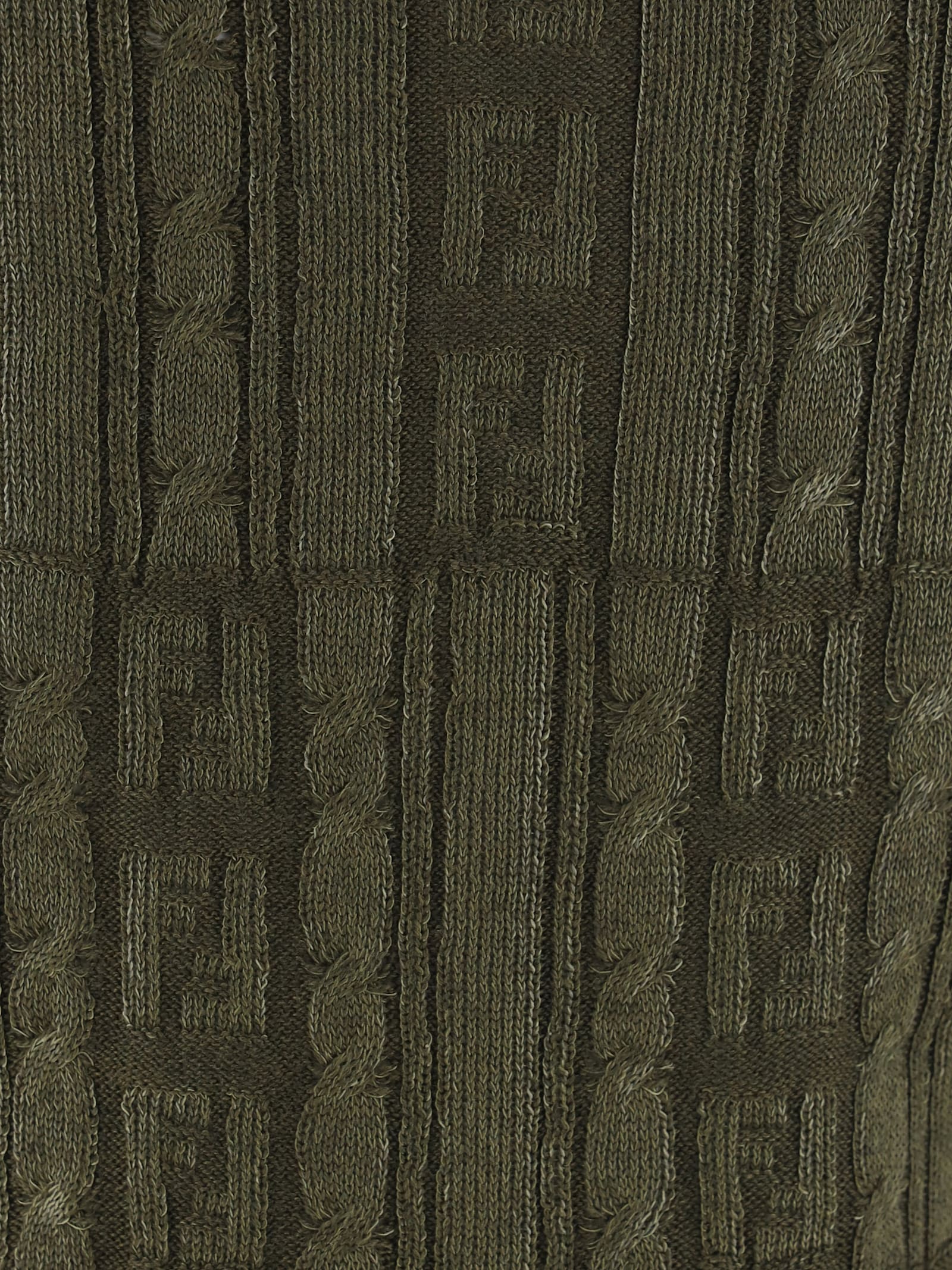 Fendi Ff Wool Blend Lurex Polo In Green