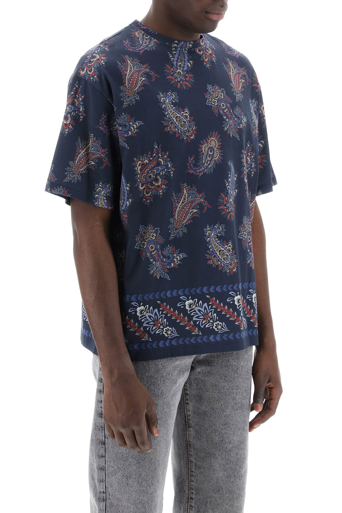 Shop Etro Paisley Print Crewneck T In Stampa Fdo Blu (green)