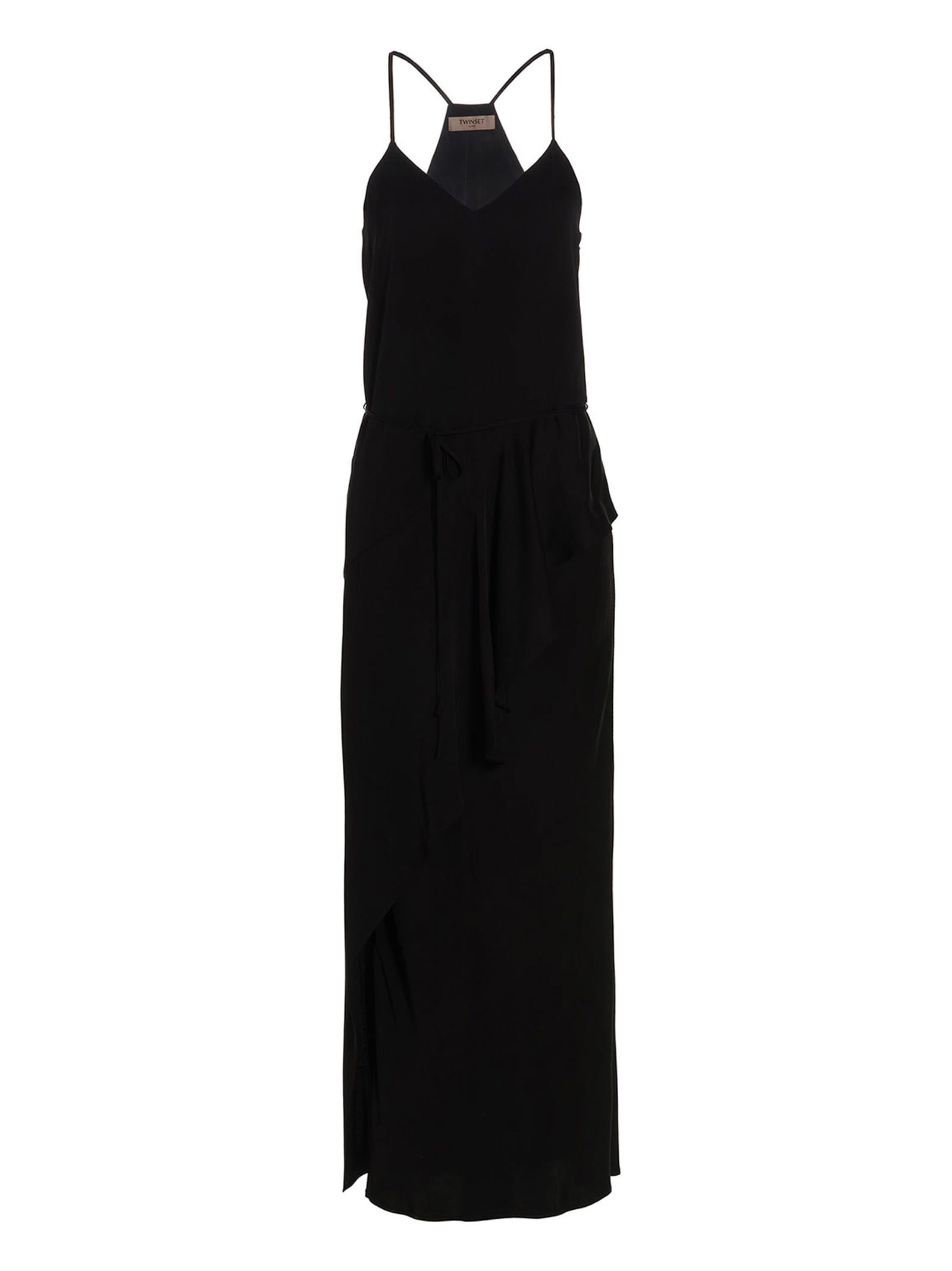 Shop Twinset Satin Maxi Dress In Black