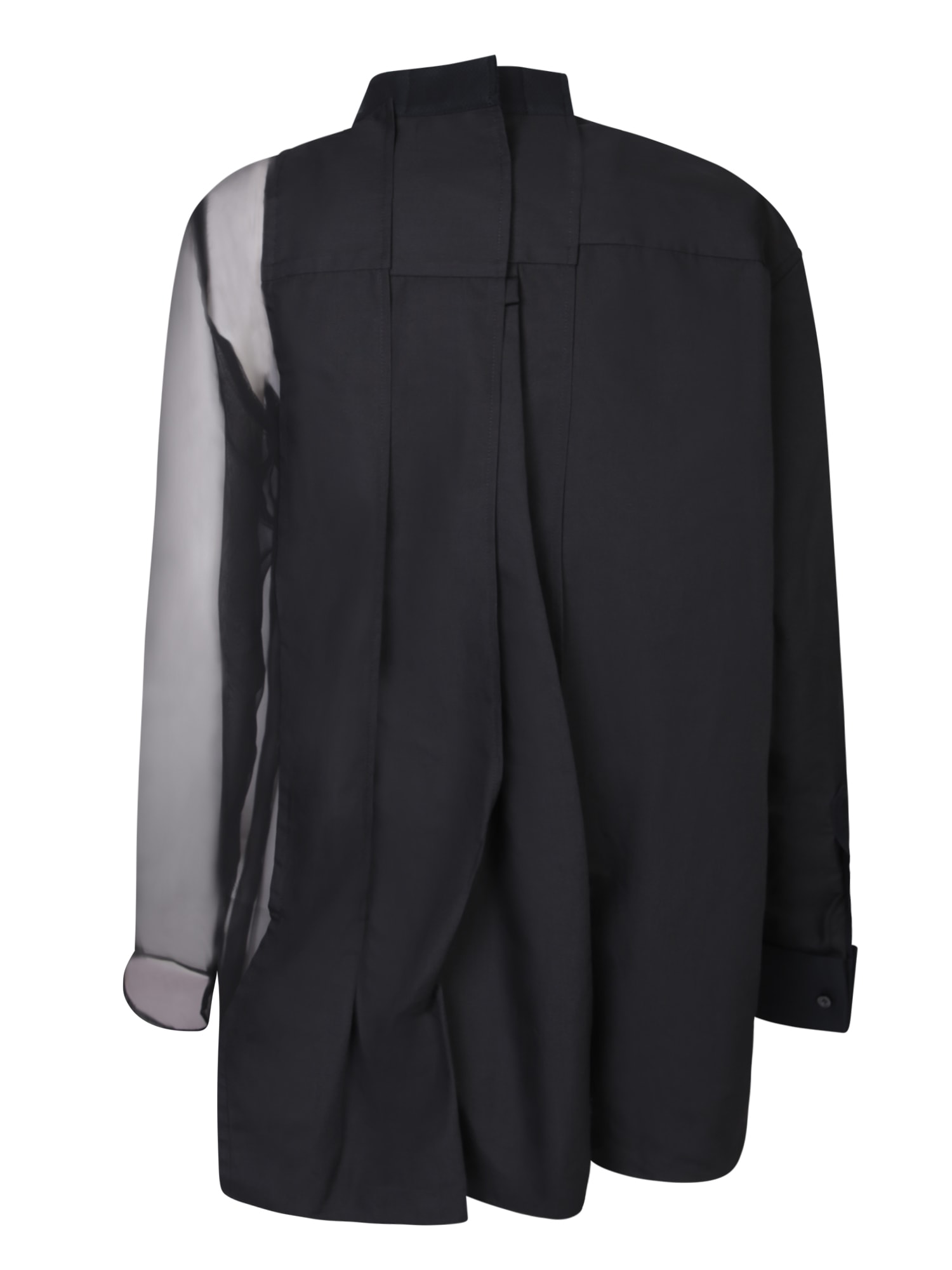 Shop Sacai Chiffon Details Black Shirt