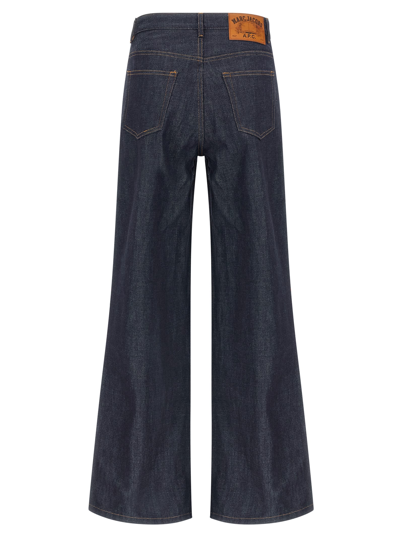 Apc Wide-leg Rigid Denim Jeans With Contrast Stitching In Black