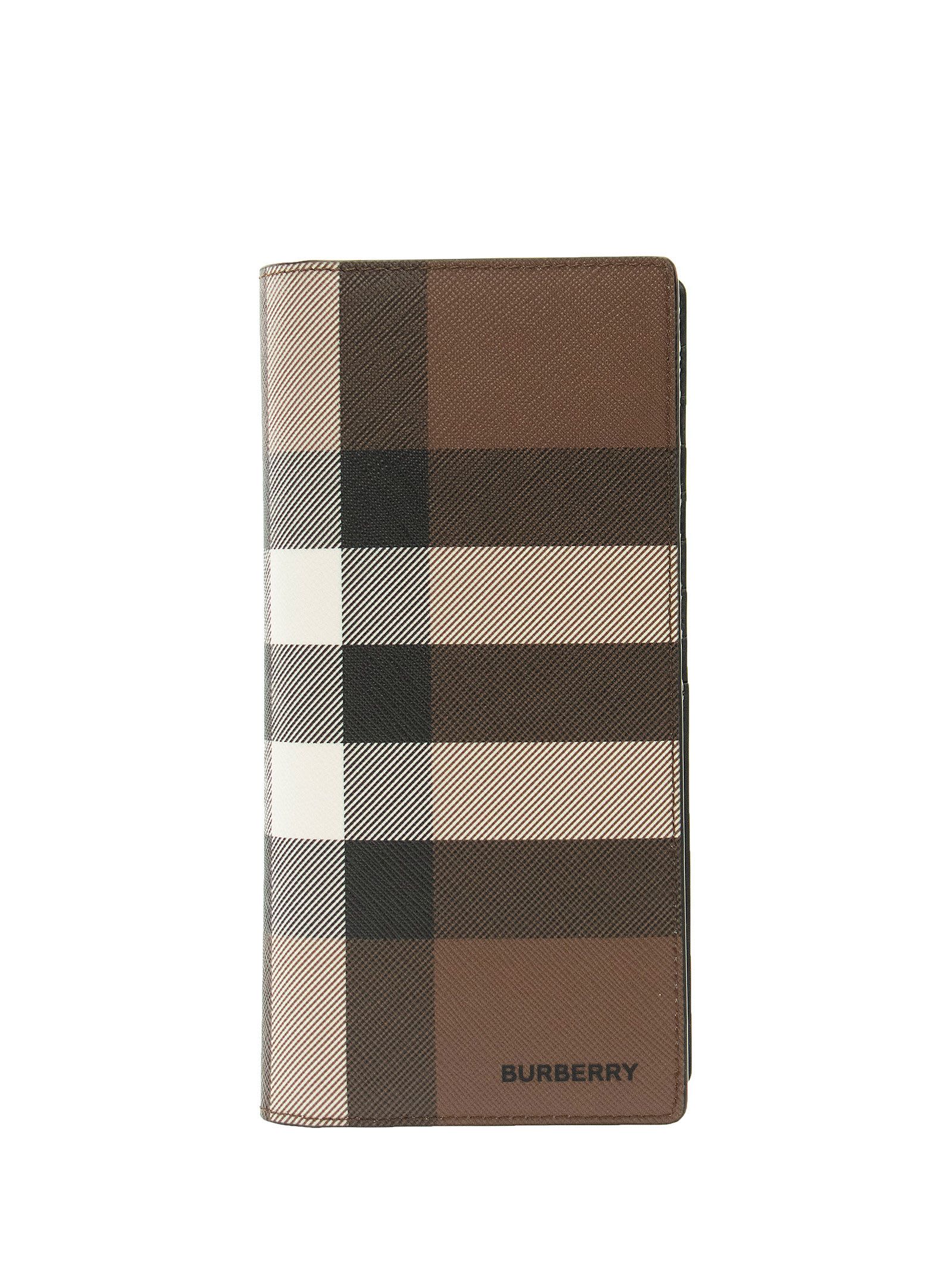 Burberry London Check And Leather Continental Wallet In Marrone