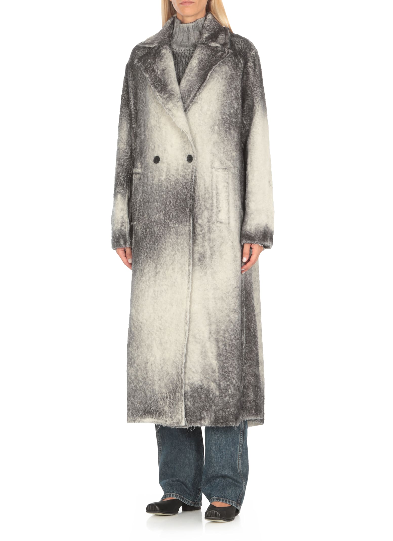 Shop Avant Toi Alpaca Coat In Grey