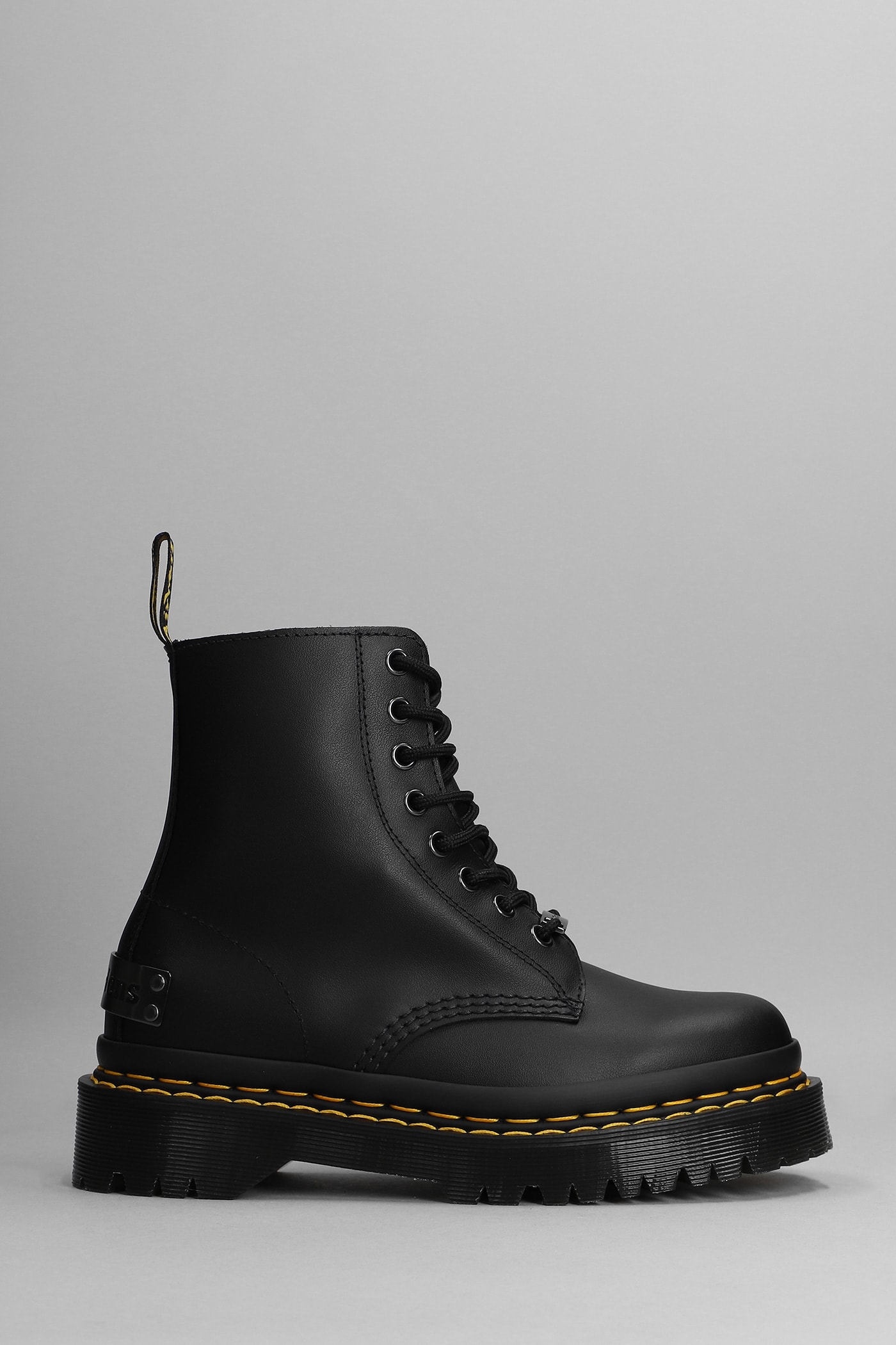 Dr. Martens' 1460 Bex Combat Boots In Black Leather In Black