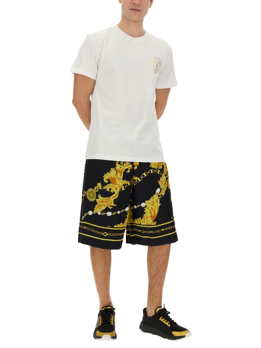 Shop Versace Jeans Couture Chain Couture Bermuda Shorts In Black