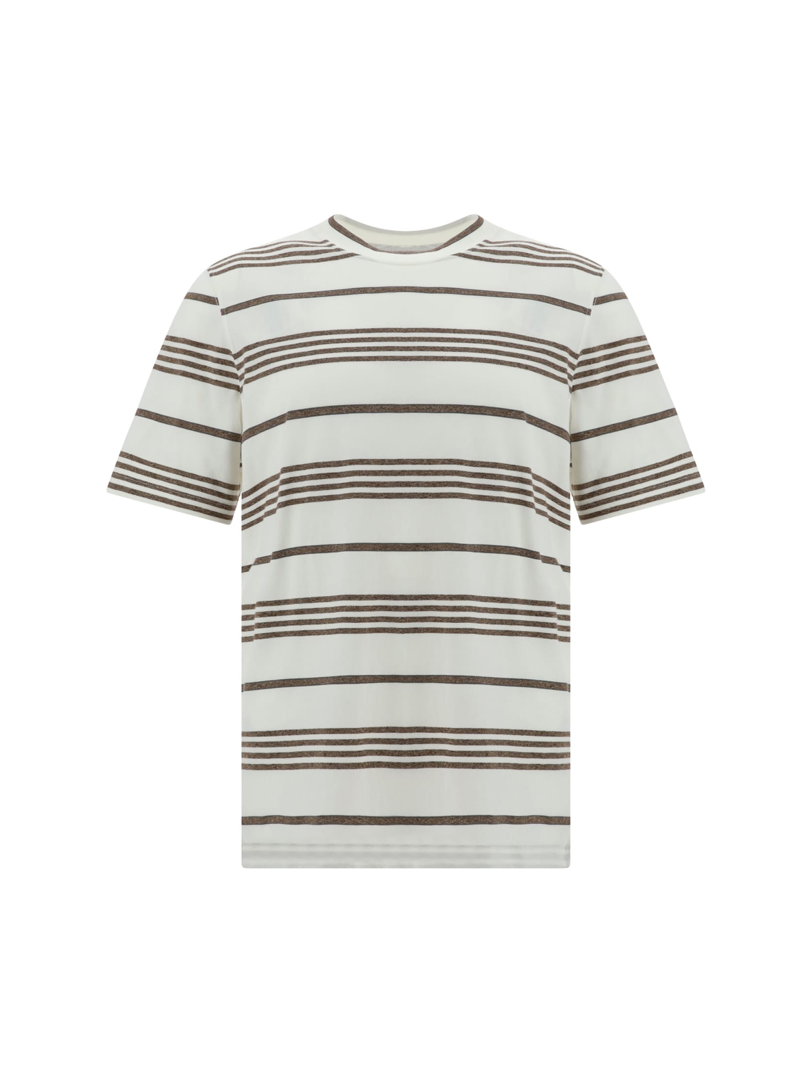 Shop Brunello Cucinelli T-shirt In Off White/sigaro/grigio