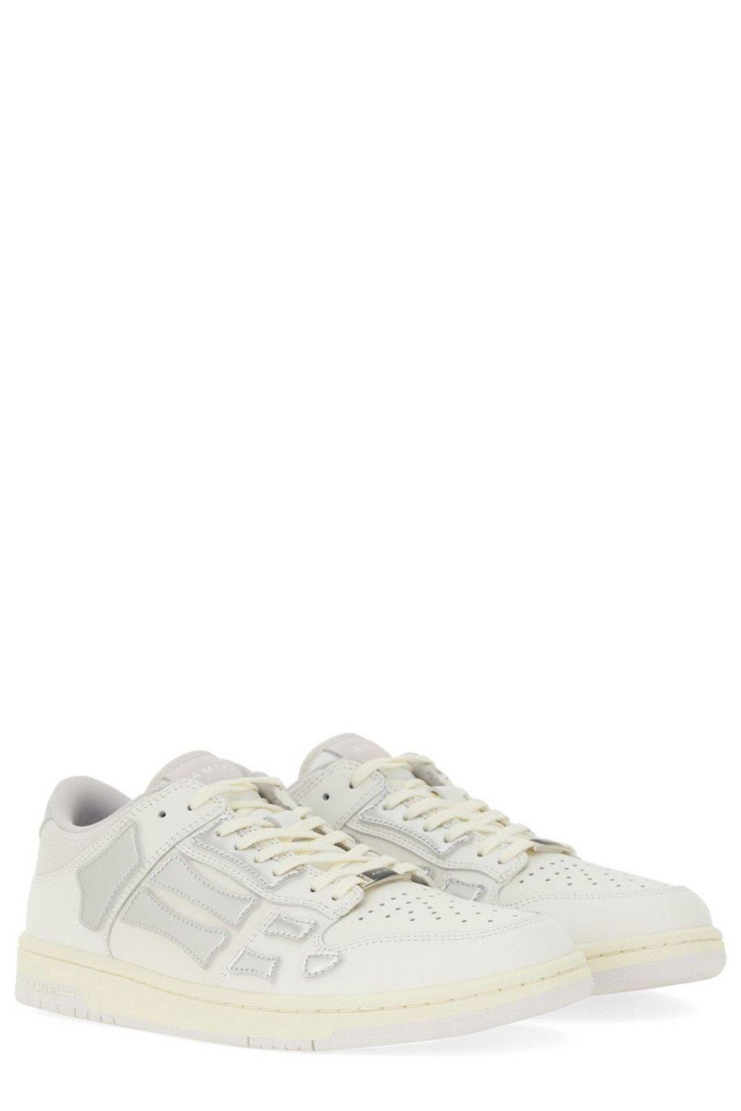 Shop Amiri Skel Top Lace-up Sneakers In White/silver