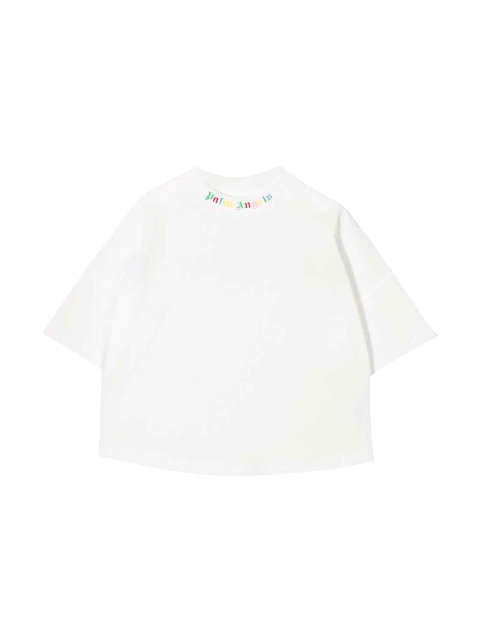 Palm Angels White T-shirt With Multicolor Print