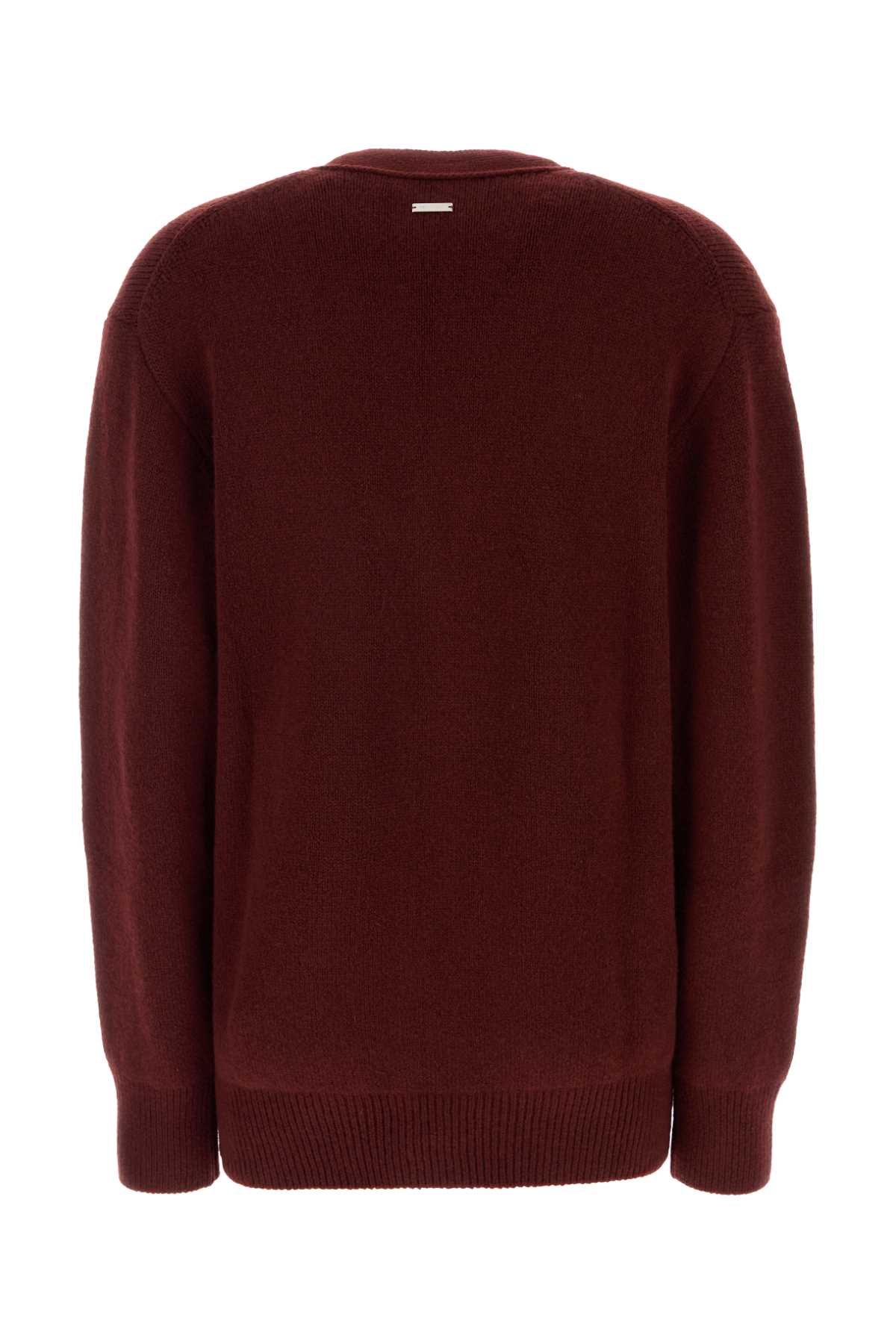 Shop Ferragamo Burgundy Cashmere Blend Cardigan In Bordeaux