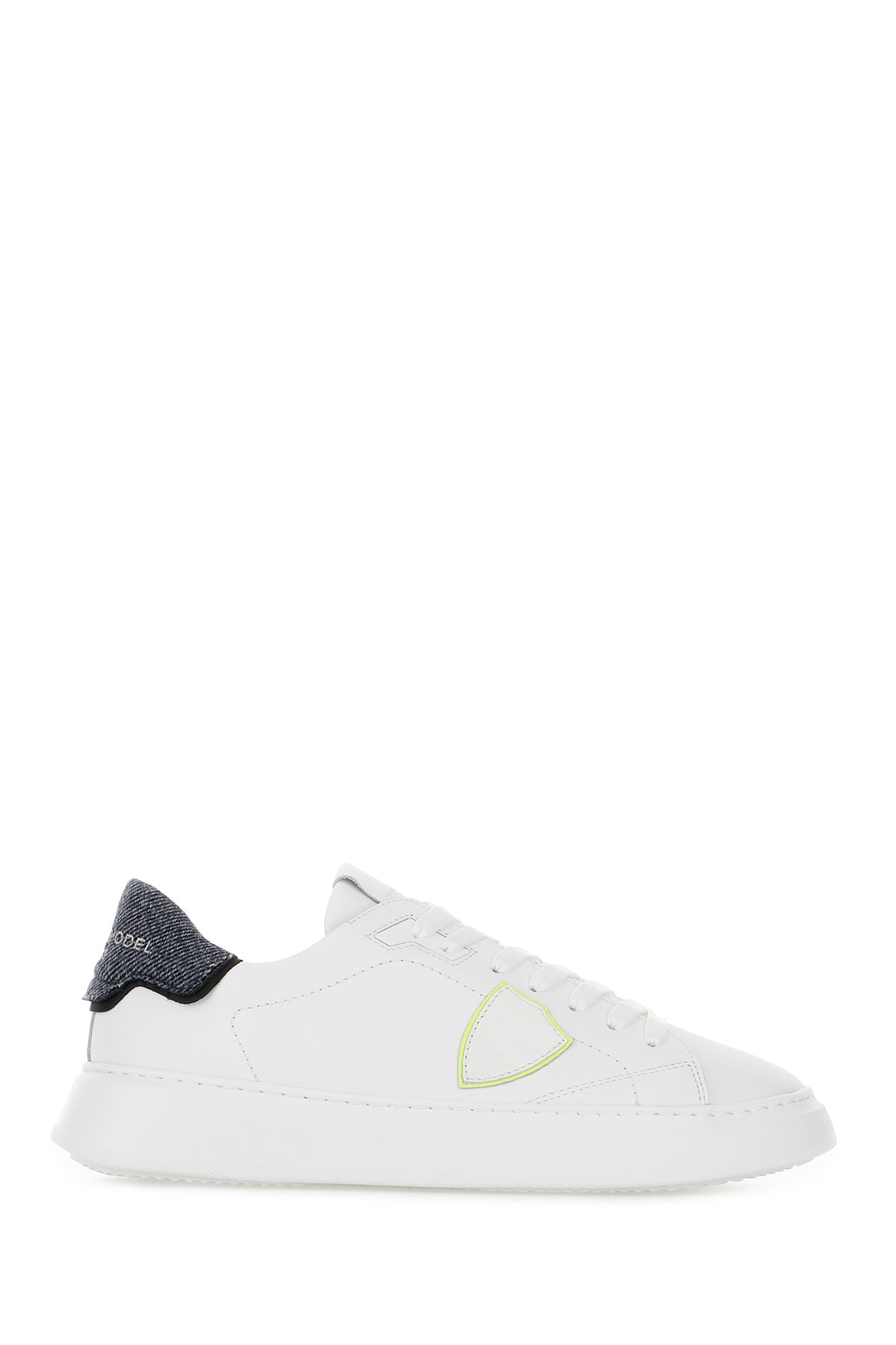 Philippe Model White Leather Temple Low Sneakers In Vll2