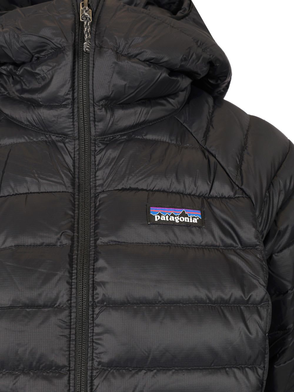Patagonia Quilted High Collar Jacket With Side Zip Pockets In Black