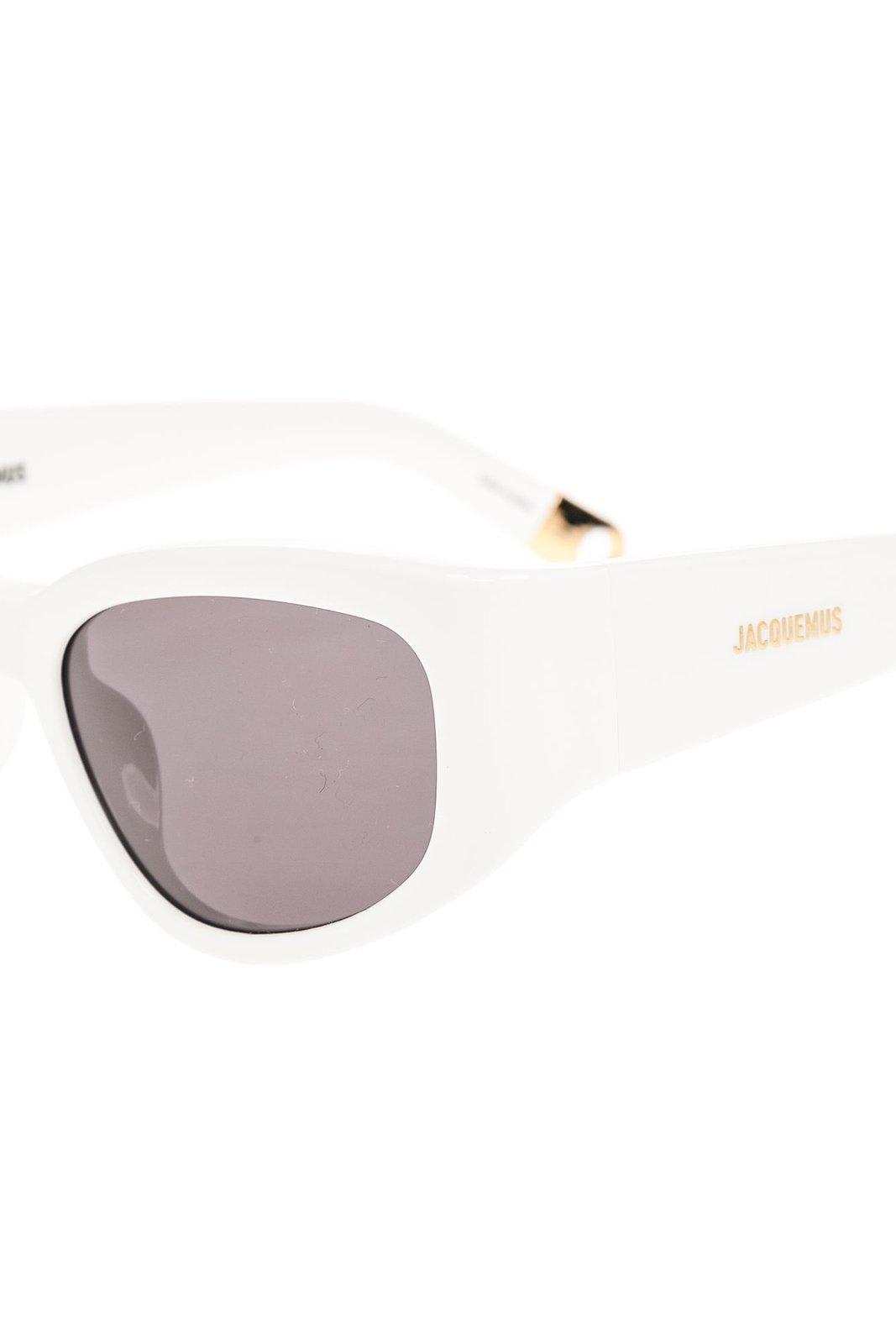 Shop Jacquemus Rectangle Frame Sunglasses In White